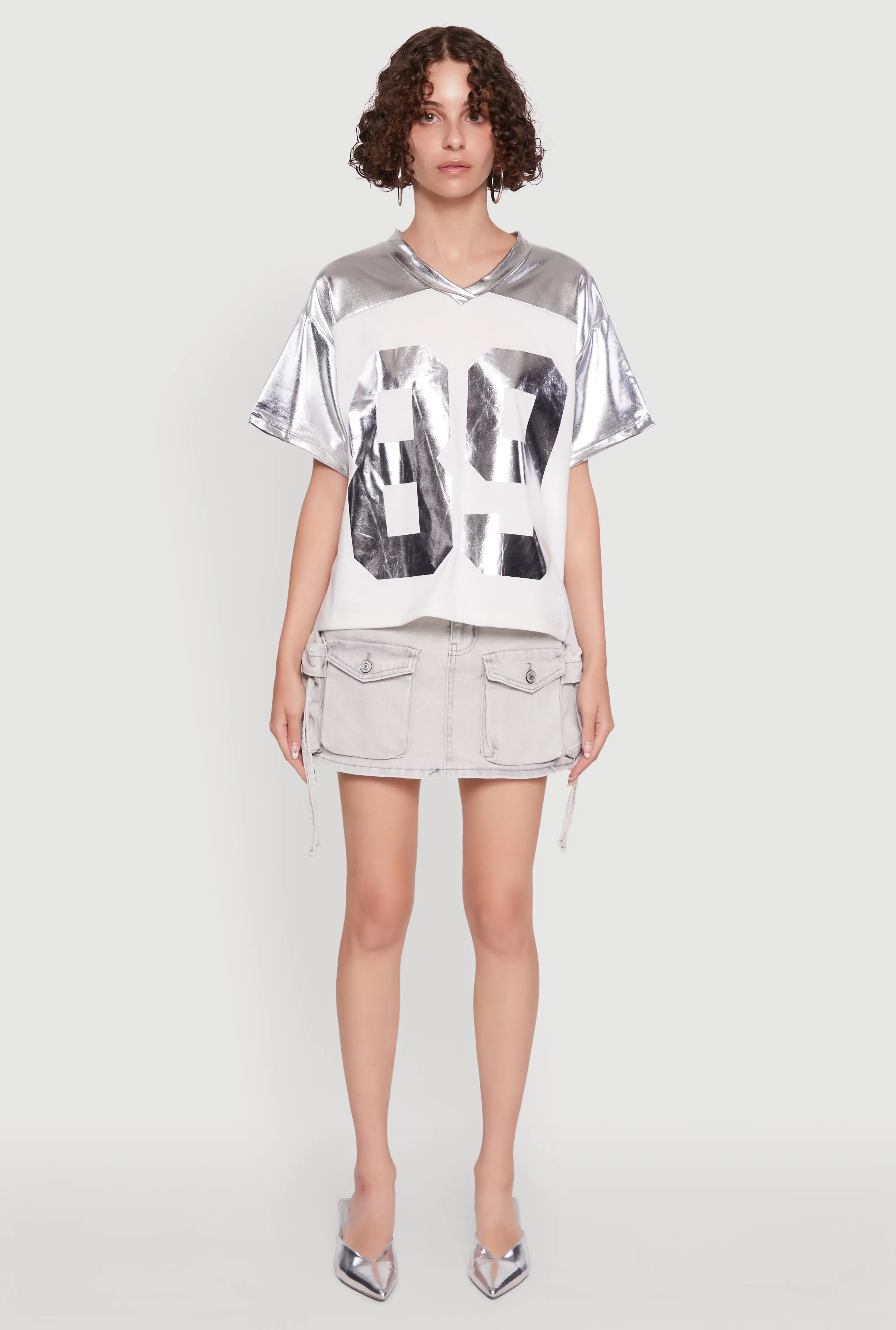 Metallic 89 Graphic Football T-Shirt Reinforced Hems Workout