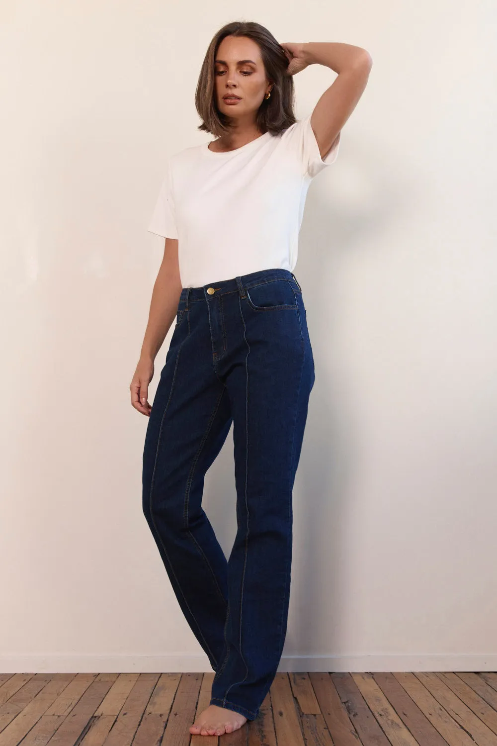 Music Event Picnic Style Adrift Denim Bootleg Jean in Dark Wash
