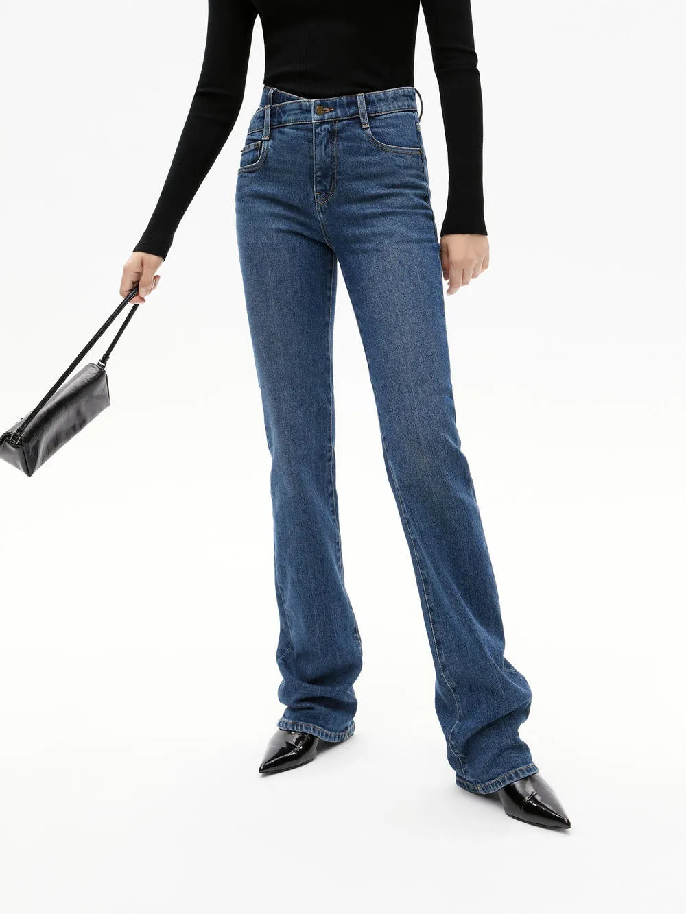 Outdoor Ready Streetwear Fan Premium Asymmetric Waist Straight Jeans