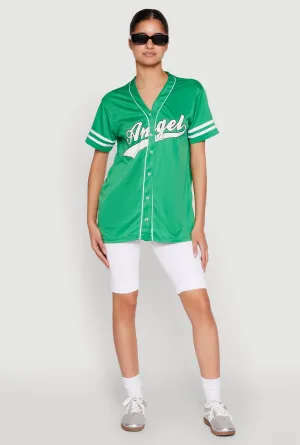 Anti Pilling Fabric Stretchable Knit Angel Baseball Jersey