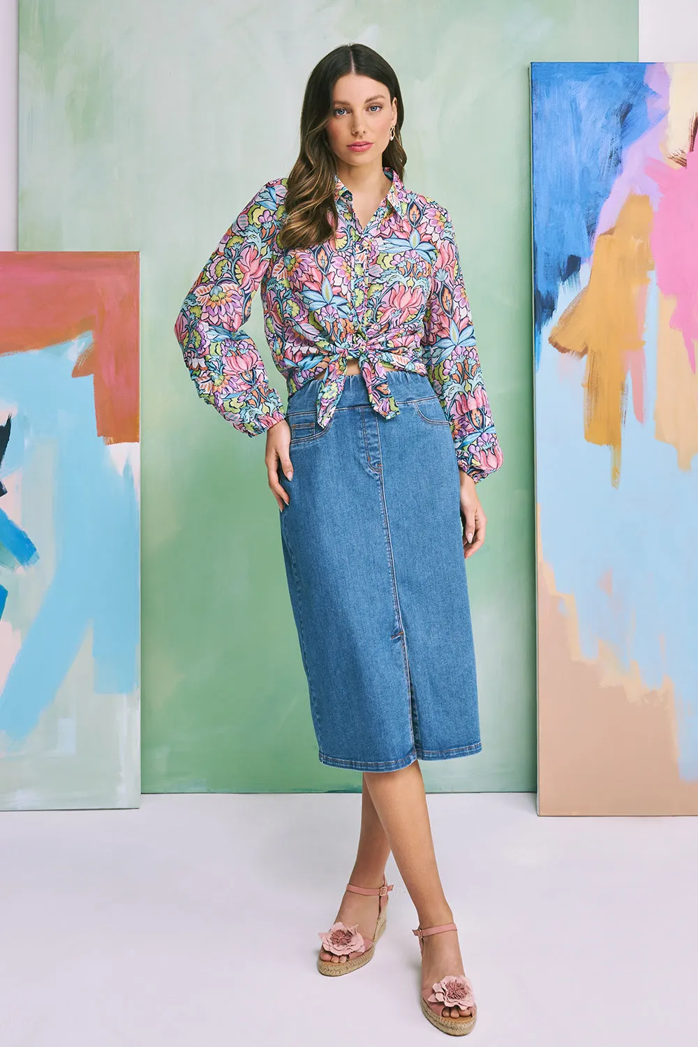 Denim Skirt - Light Denim Natural Look