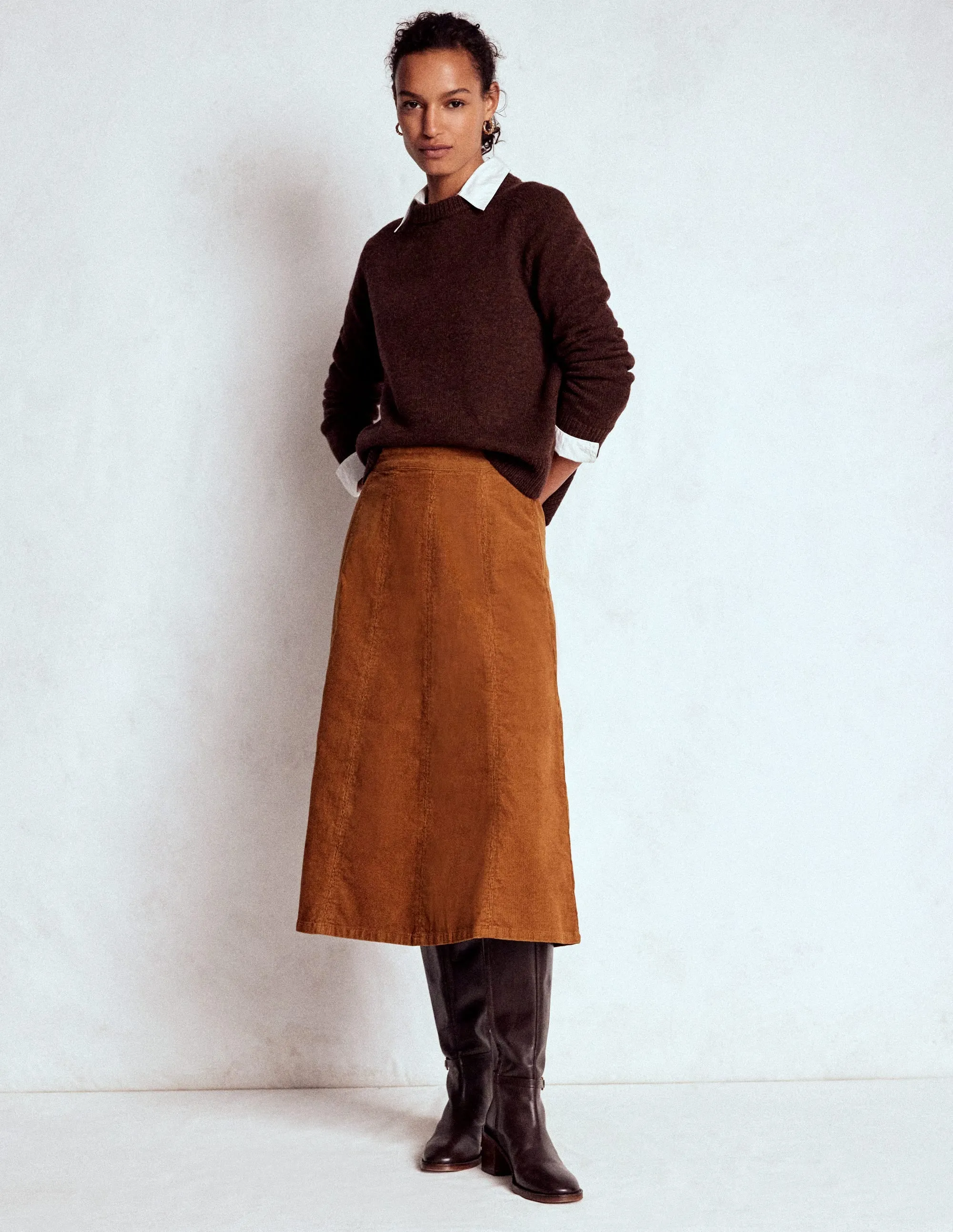 Joy Cord Midi Skirt-Ginger Classic Design