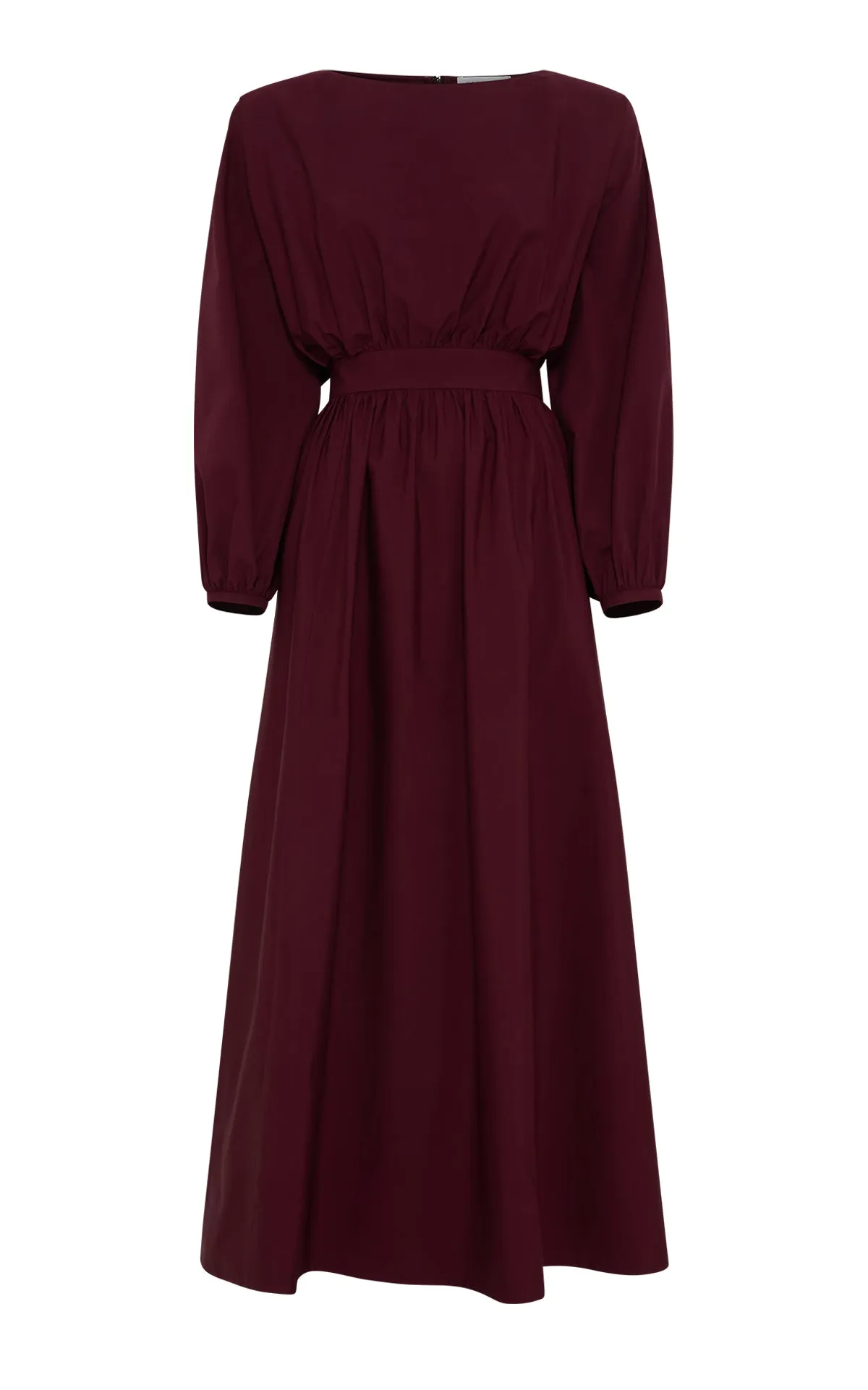 Ahmose Maxi Dress in Bordeaux Sea Island Cotton Shine Fit CompactPackableDesign