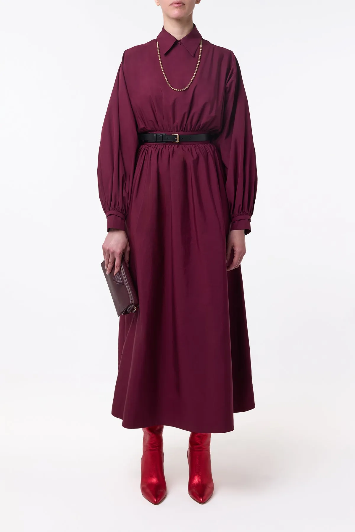Ahmose Maxi Dress in Bordeaux Sea Island Cotton Quick Wear Vision Glow