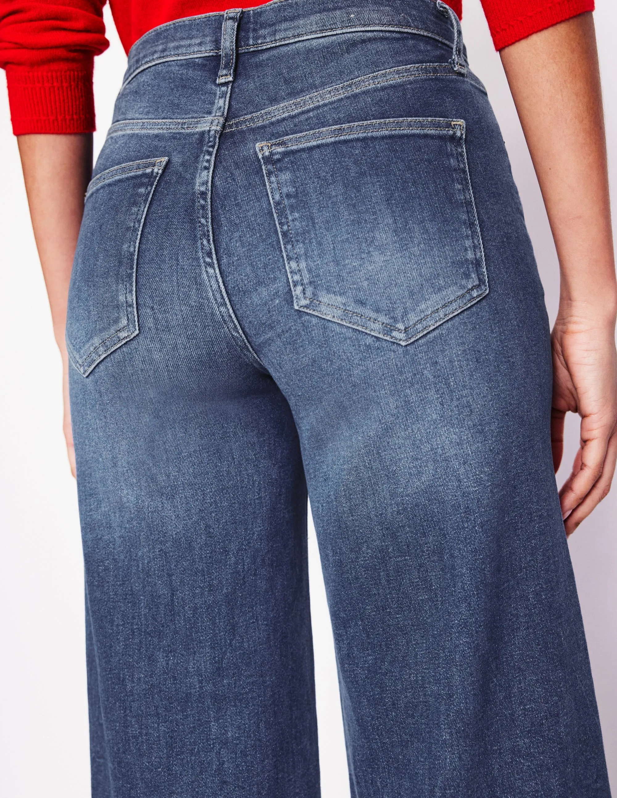 High Waist High Rise Wide Leg Jeans-Mid Vintage