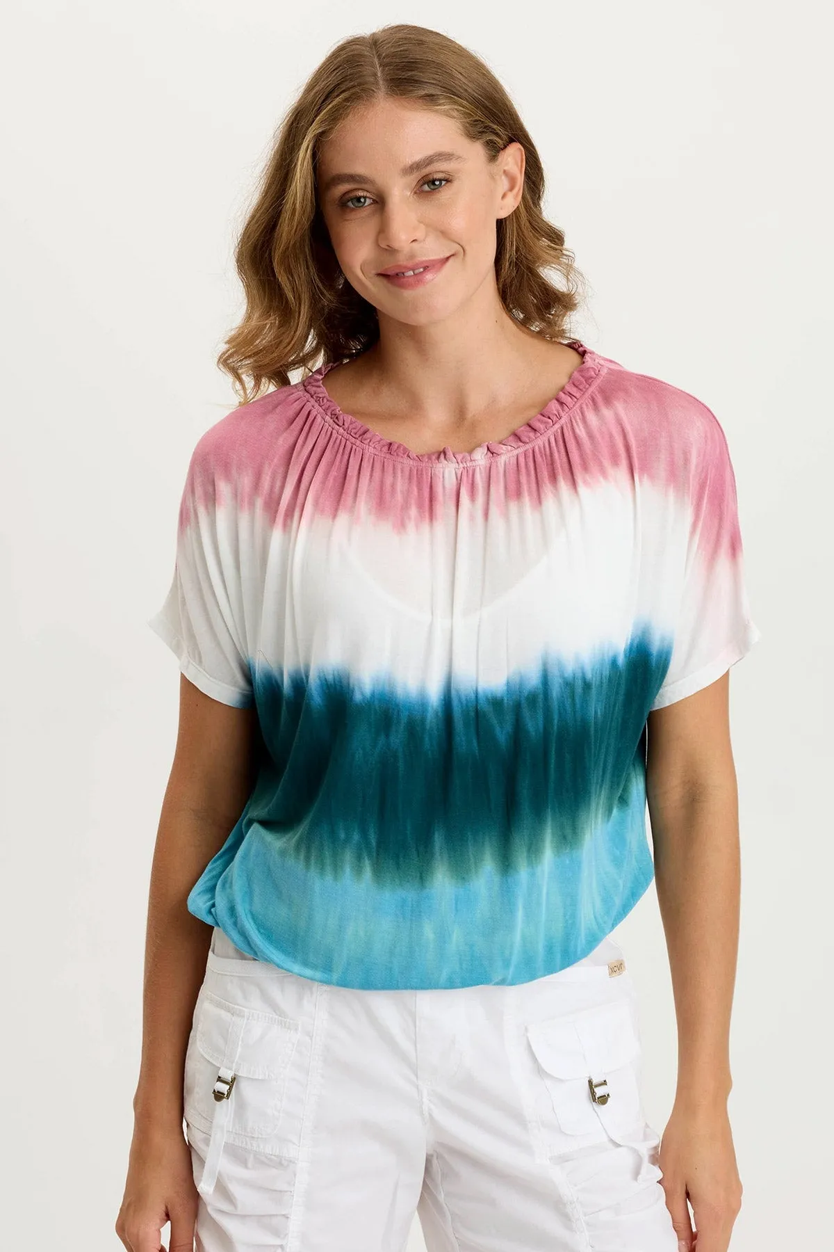 AntiStatic Treatment Deitra Jersey Shirred Tee