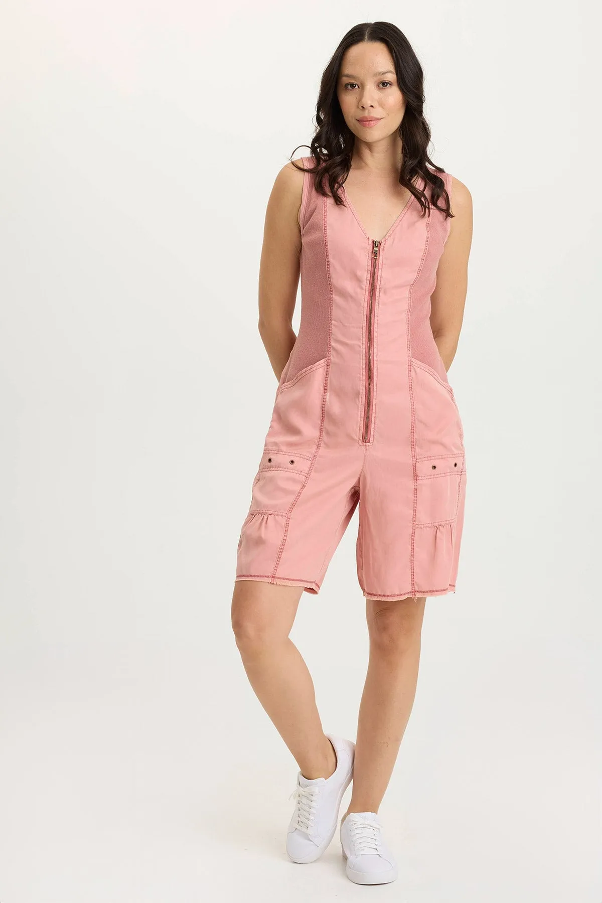 American Ease Montgomery Twill Zip-up Romper