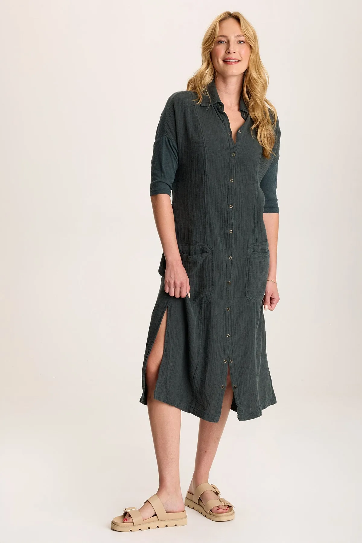 Hogue Gauze Duster Dress with Snap Front pack light