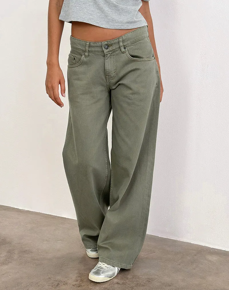 Seamless transition mesh ventilation Low Rise Roomy Jeans in Fern Green