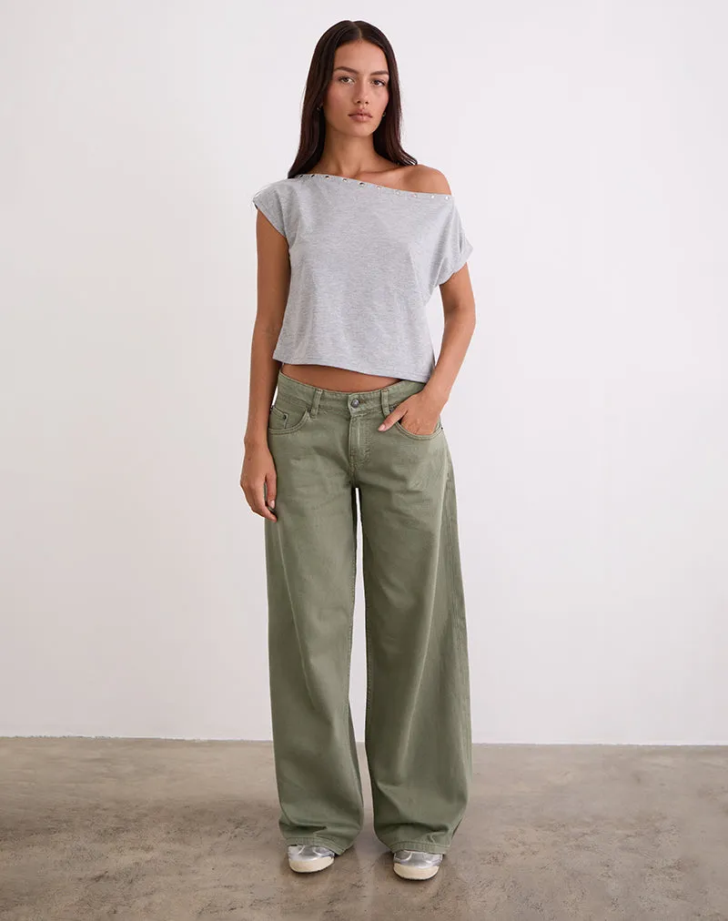 Low Rise Roomy Jeans in Fern Green AntiStatic Cloth
