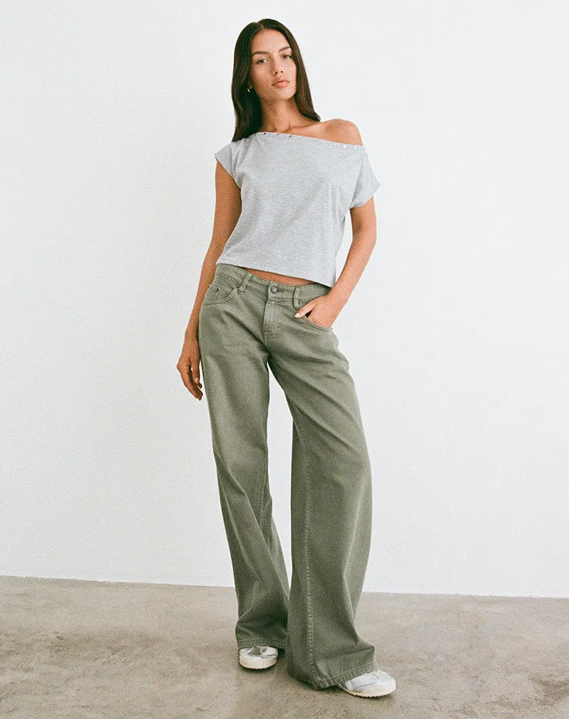 Low Rise Roomy Jeans in Fern Green DoubleStitchReinforcement SweatWickingLining