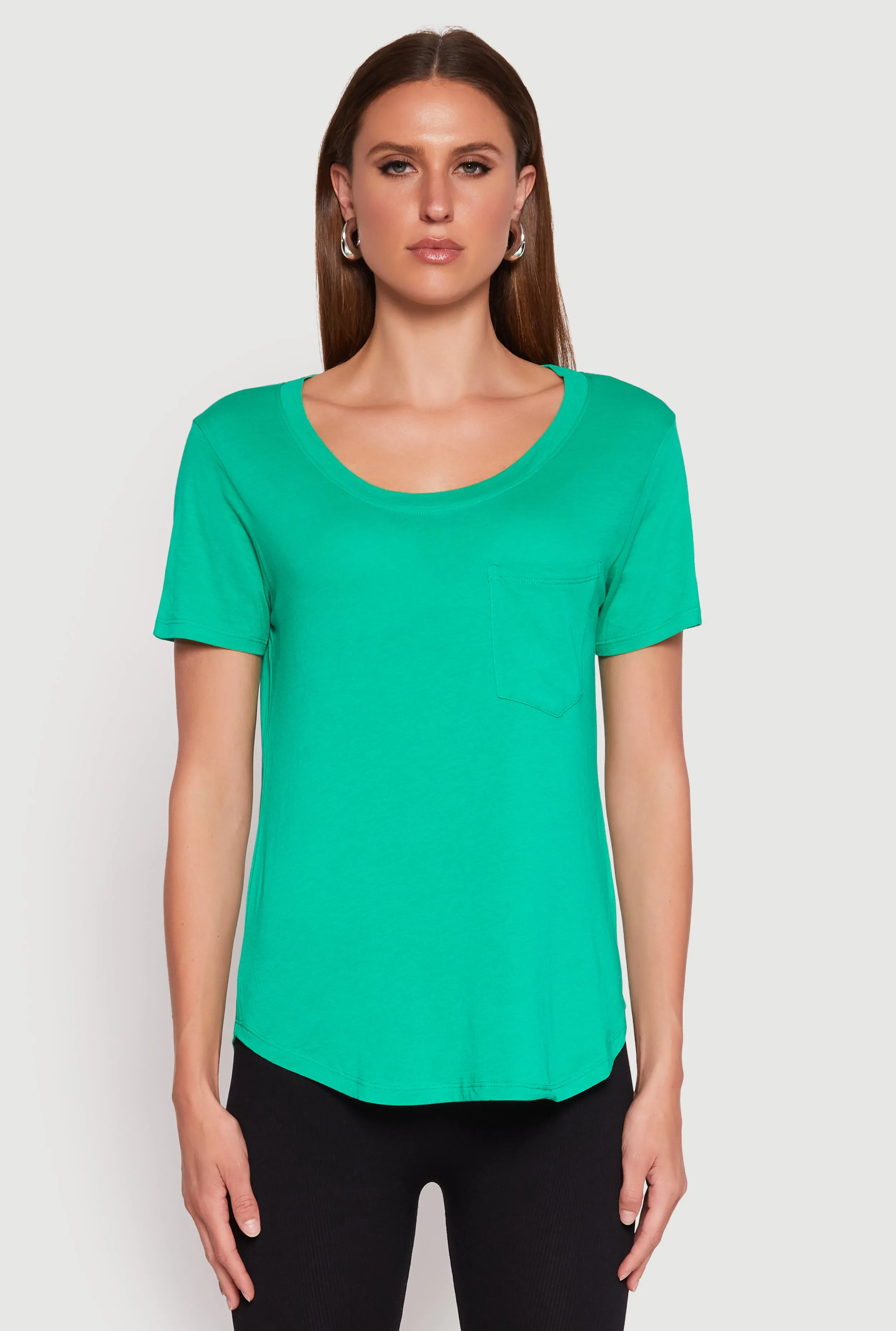 Scoop Neck Pocket T Shirt Stylish Essential