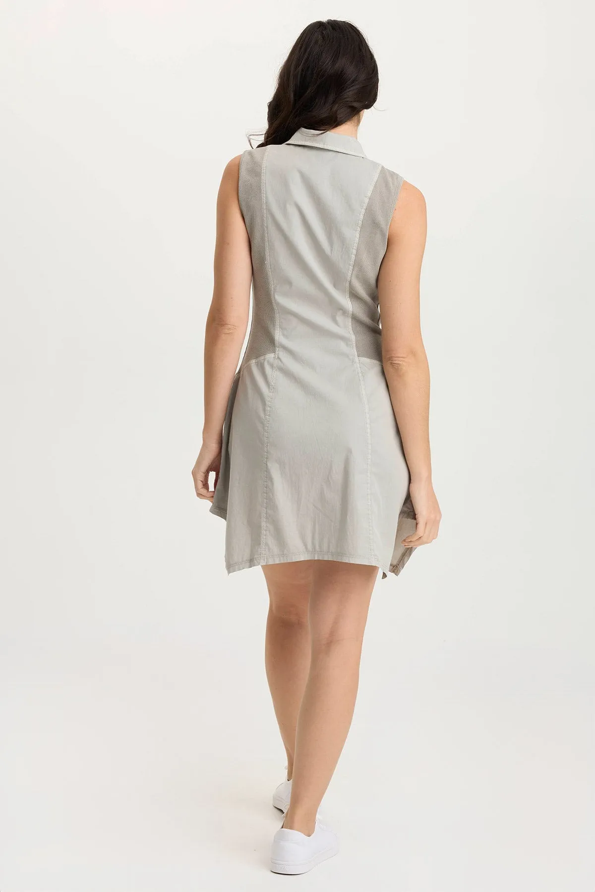 Delmis Poplin/Ribbed Sharkbite Zippered Collar Dress City Beat
