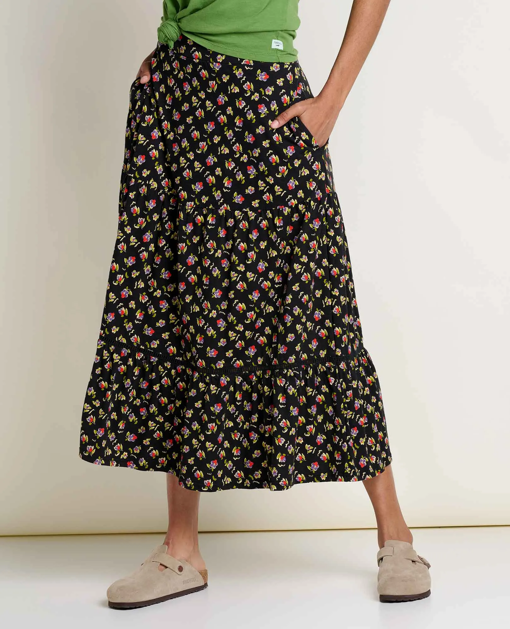 AntimicrobialCoating Marigold Tiered Midi Skirt