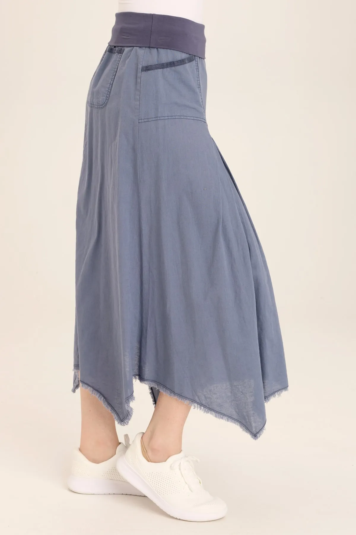Reinforced Hem Triste Linen Bohemian Sharkbite Maxi Skirt