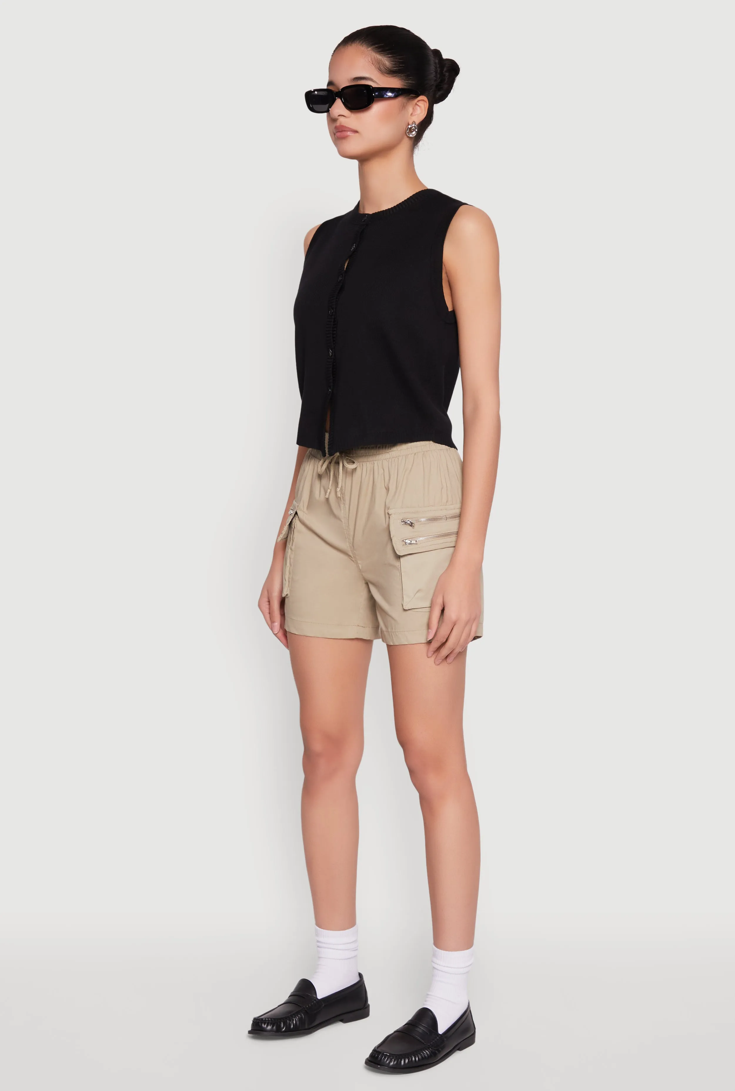 Zipper Cargo Pocket Shorts Street Layers Moisture Wicking Material