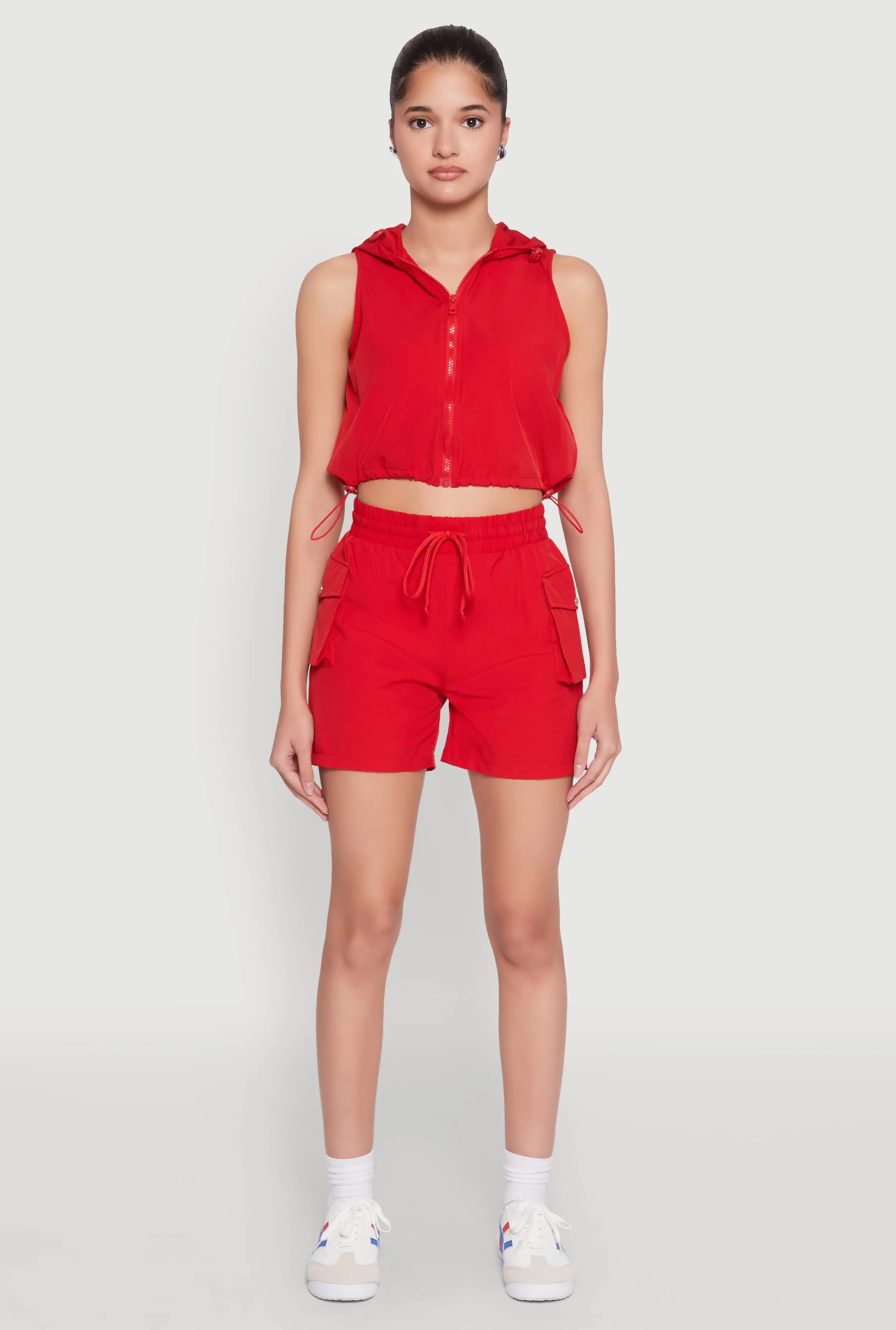 Warm Days Drawstring Waist Cargo Pocket Shorts