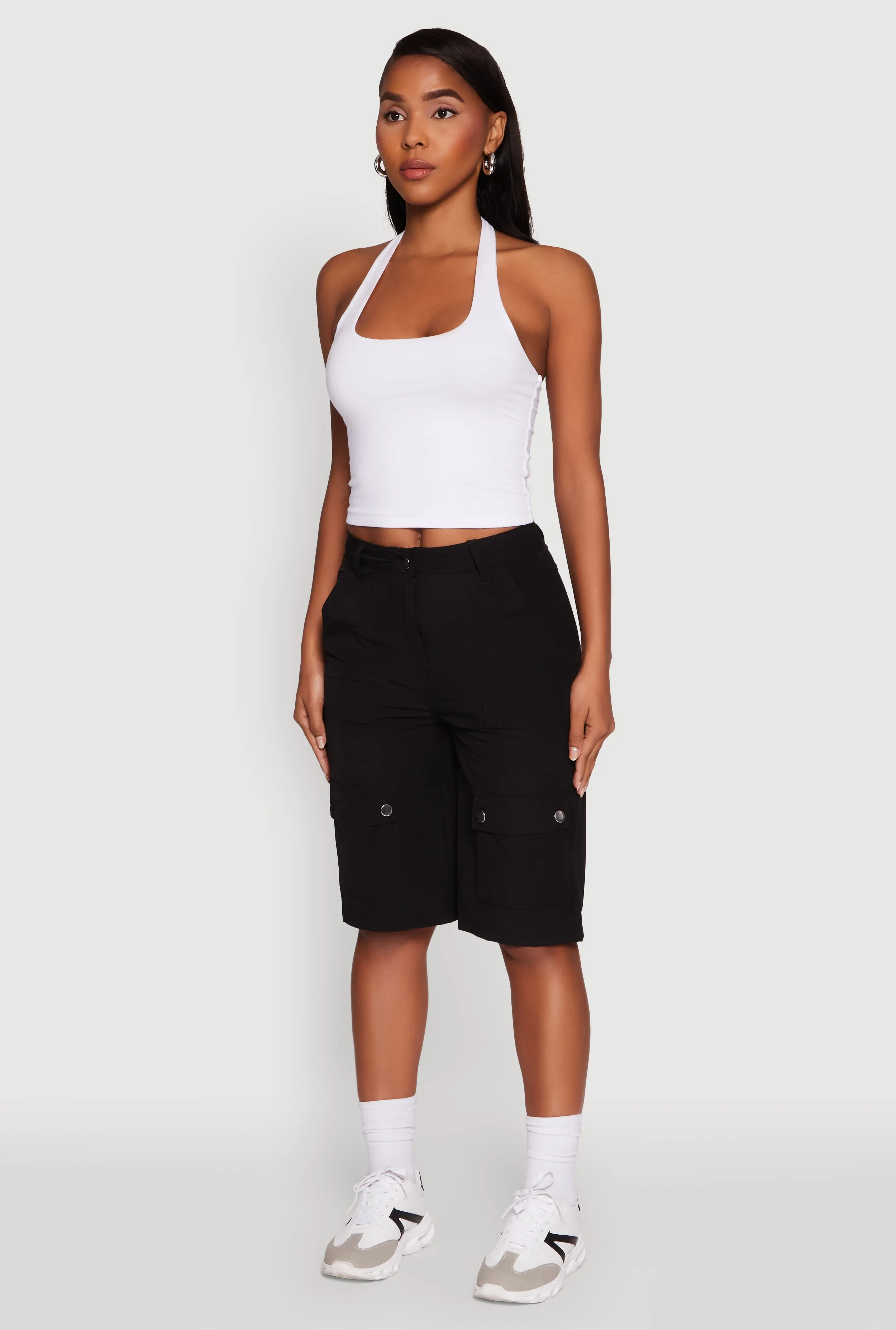 Sweat Wicking Channels hypoallergenic Trendy High Waisted Nylon Cargo Shorts