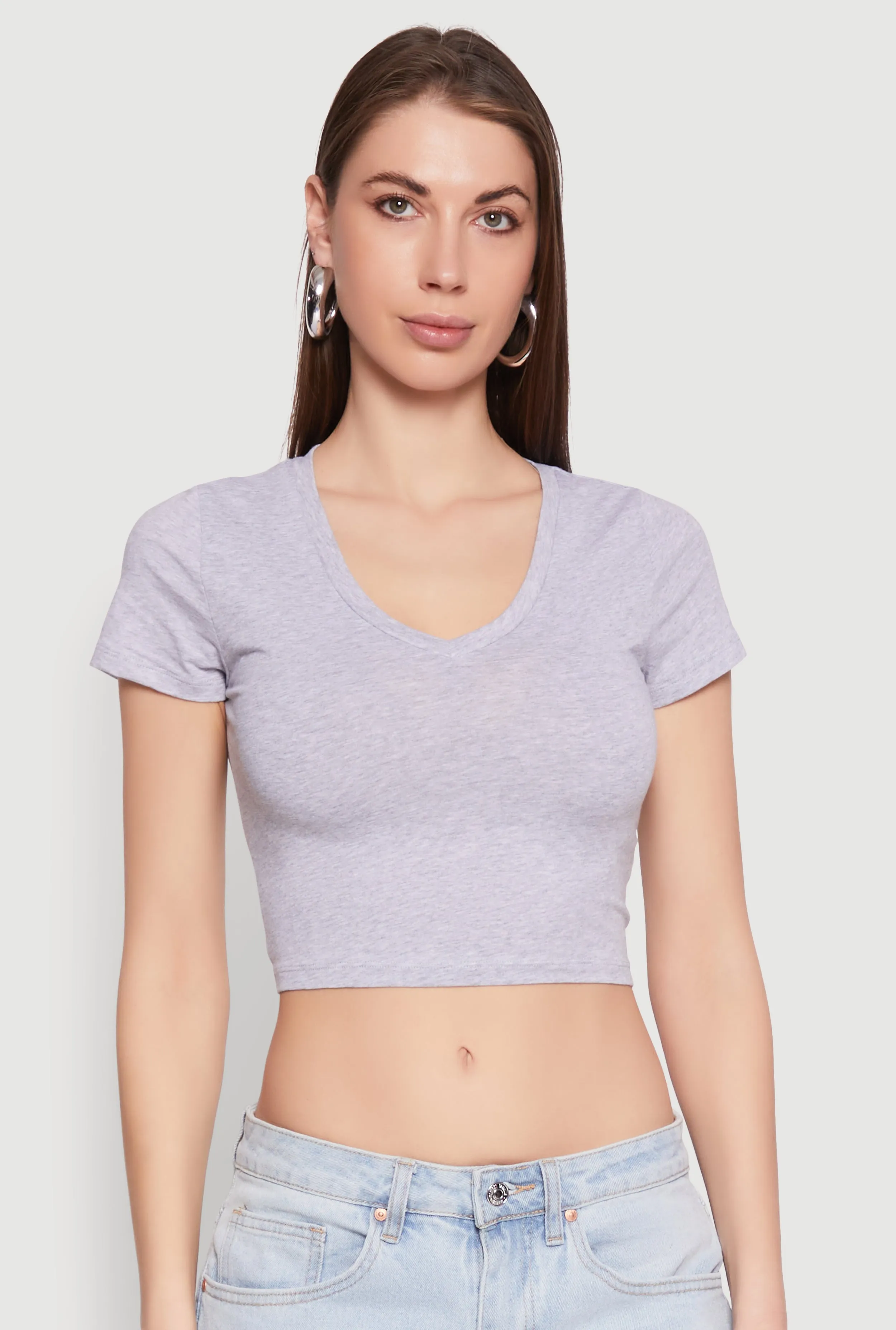 SeamlessConstruction windproof Short Sleeve V Neck Crop Top