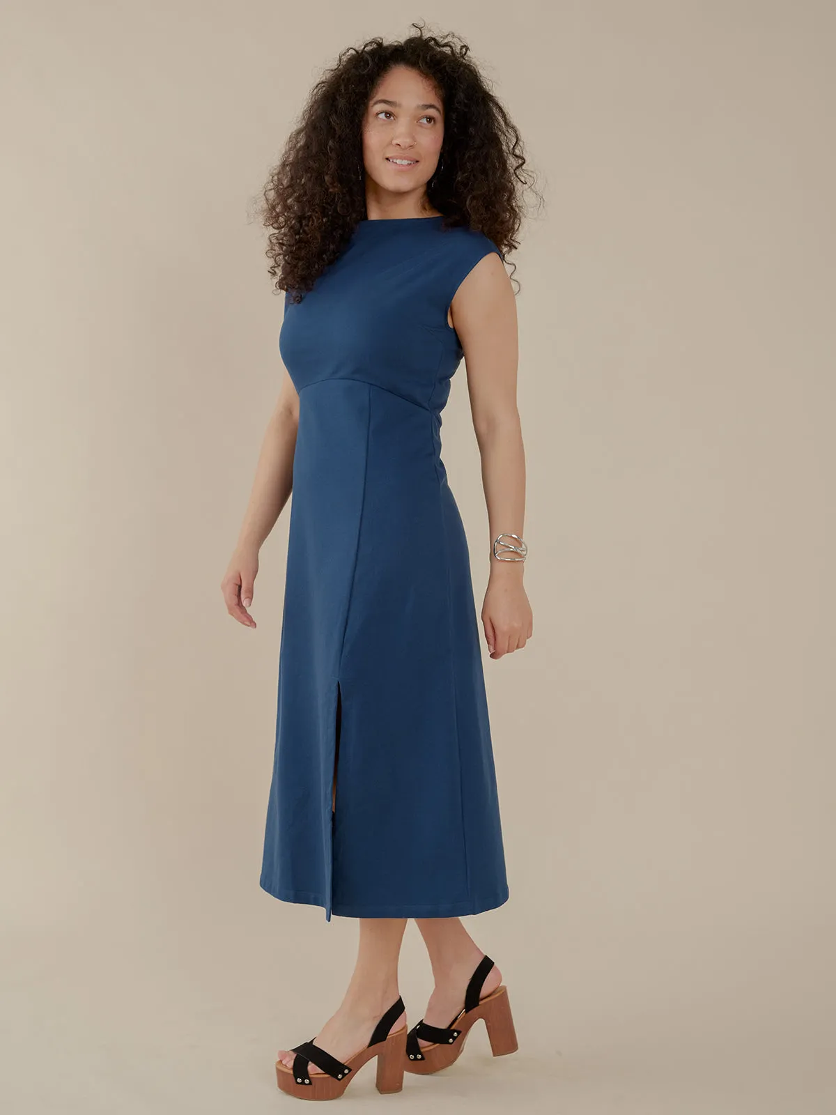 Spanish Glow Elise Sheath Dress - Loop Knit Blue