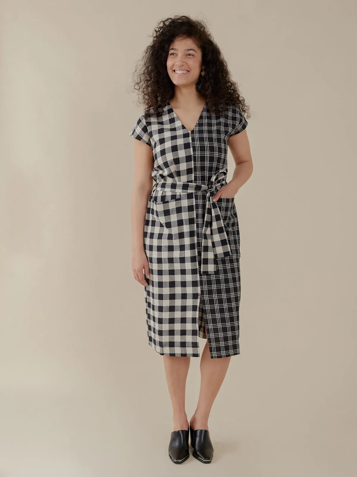 Clear Mind Padma Pocket Dress - Black and White Mix
