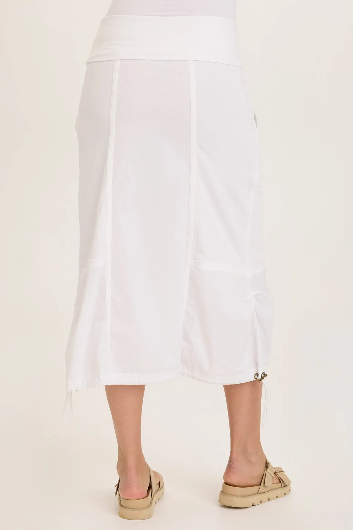 Marconi Cargo Cinch Bubble Hem Midi Skirt Pure Linen Blend