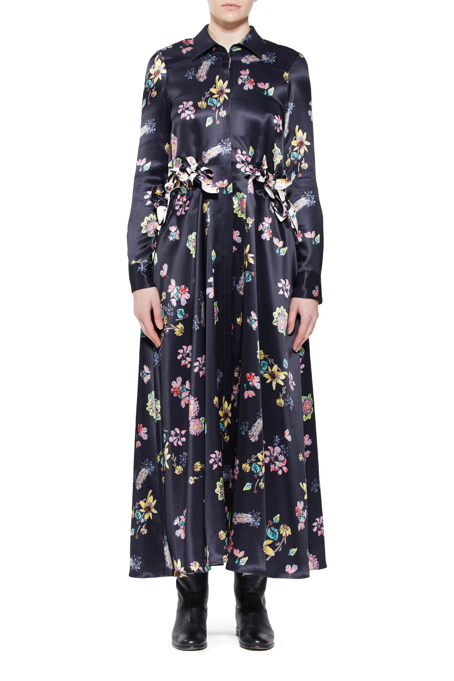 Spark Glow Wild Mood Clive Shirtdress in Dark Navy Multi Printed Silk