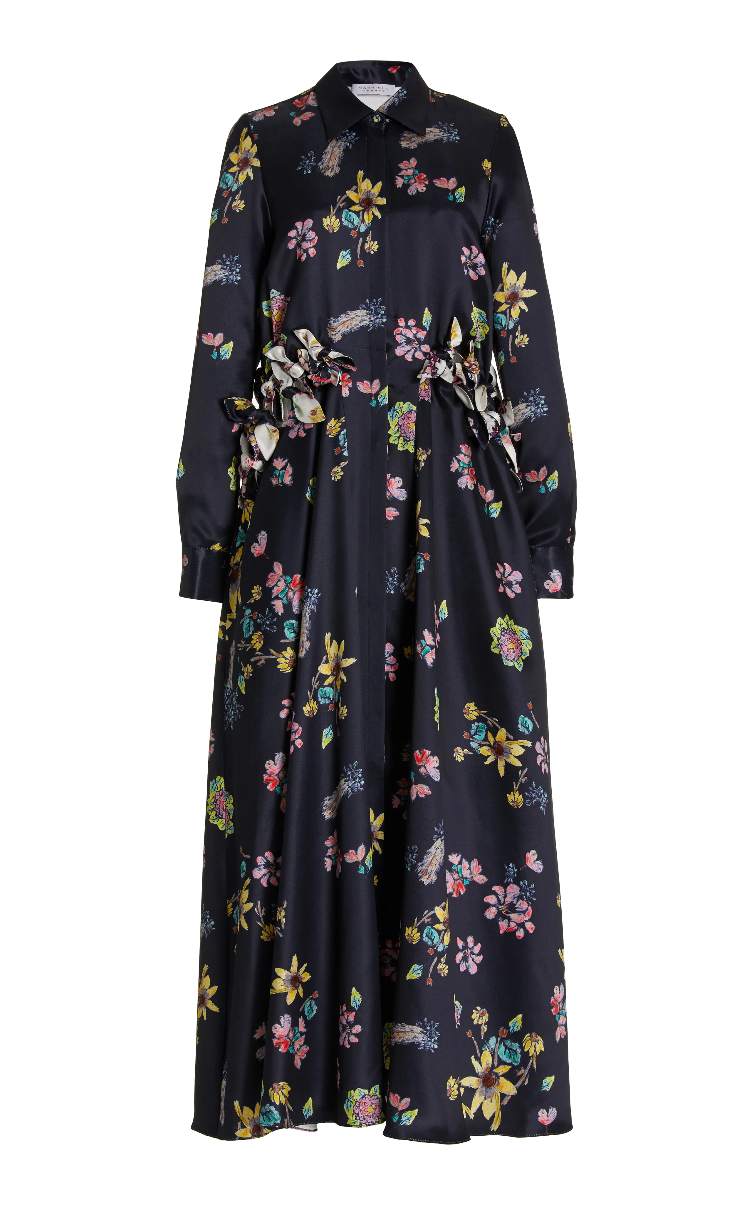 Clive Shirtdress in Dark Navy Multi Printed Silk Hot Core Luxury Touch