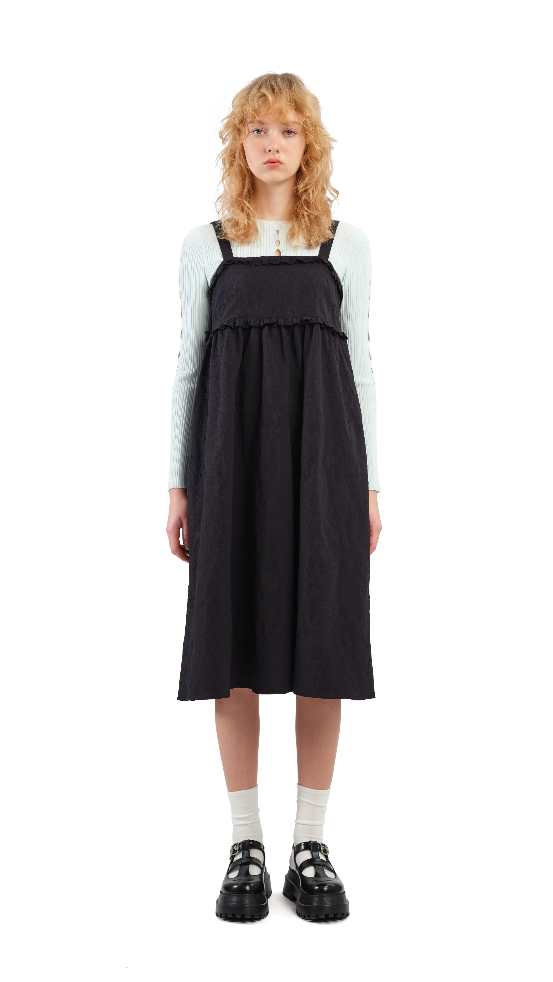 Textural Tiered Dress FlexibleNeckline Clear Glow