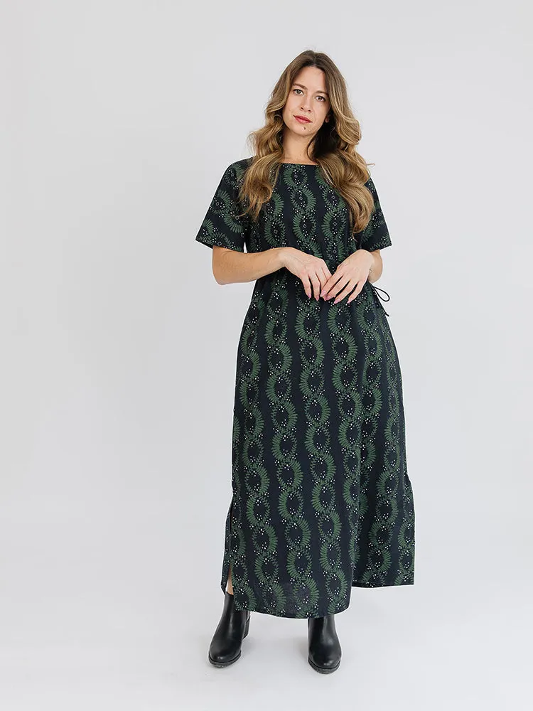 Aimee Maxi Dress - Vine Twist Forest AbrasionResistant Fabric Opaque Core