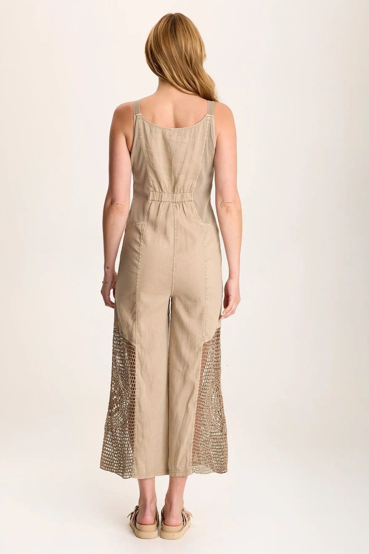 Anamita Linen/Crochet Jumpsuit QuickDryMaterial Reflective details