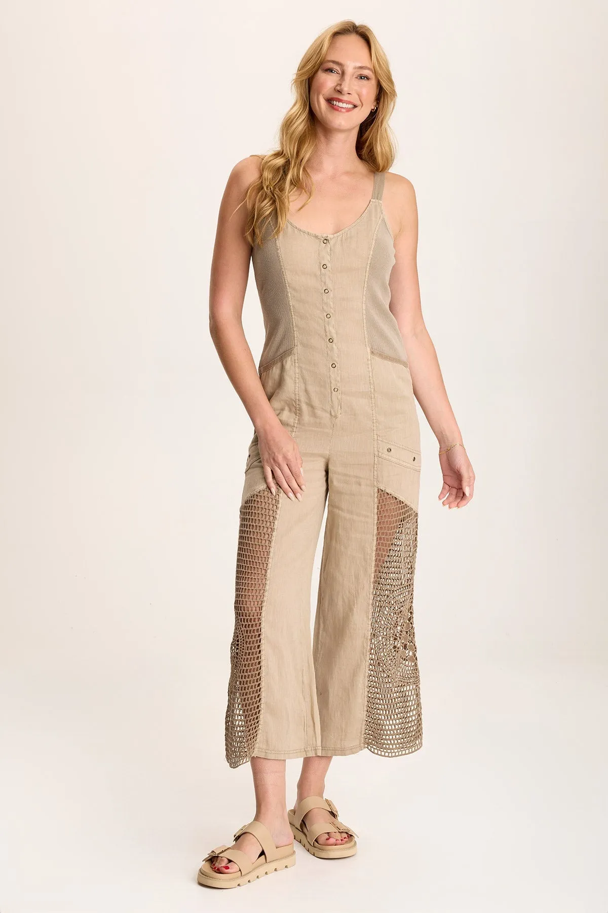 Anamita Linen/Crochet Jumpsuit MoistureManagement Technology