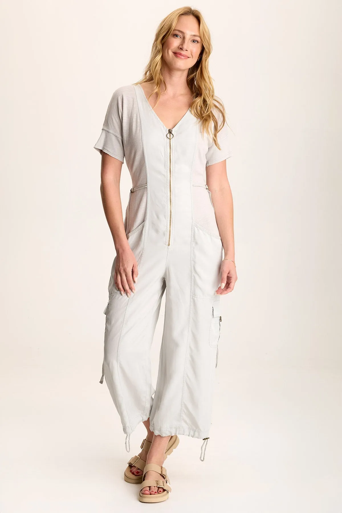 Naveen Short Sleeve Twill Banded Jumpsuit Play Mode