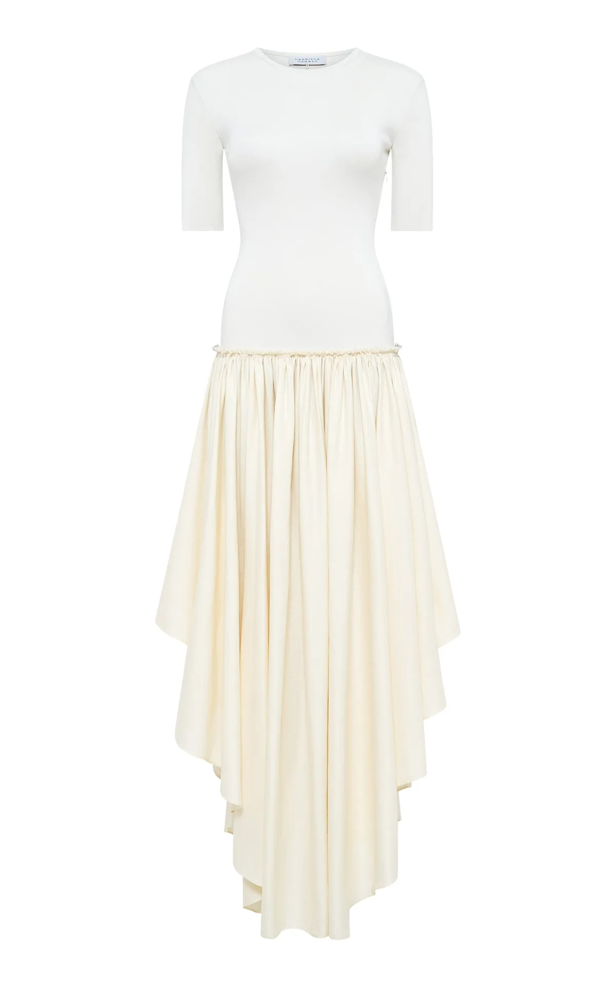 Sirona Pleated Maxi Dress in Ivory Virgin Wool Silk with Linen Sustainable Manufacturing