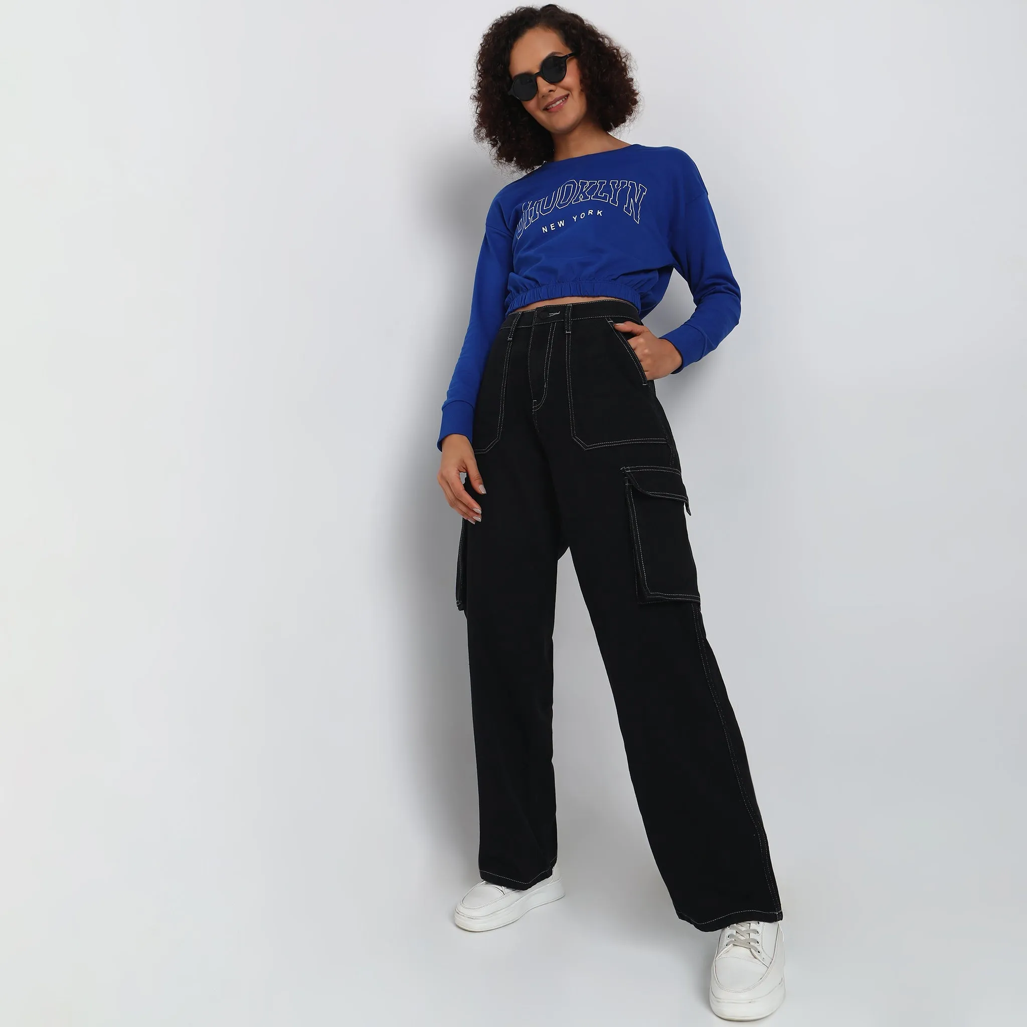 Cargo Fit High Rise Jeans Japan Neat Glitter Glow
