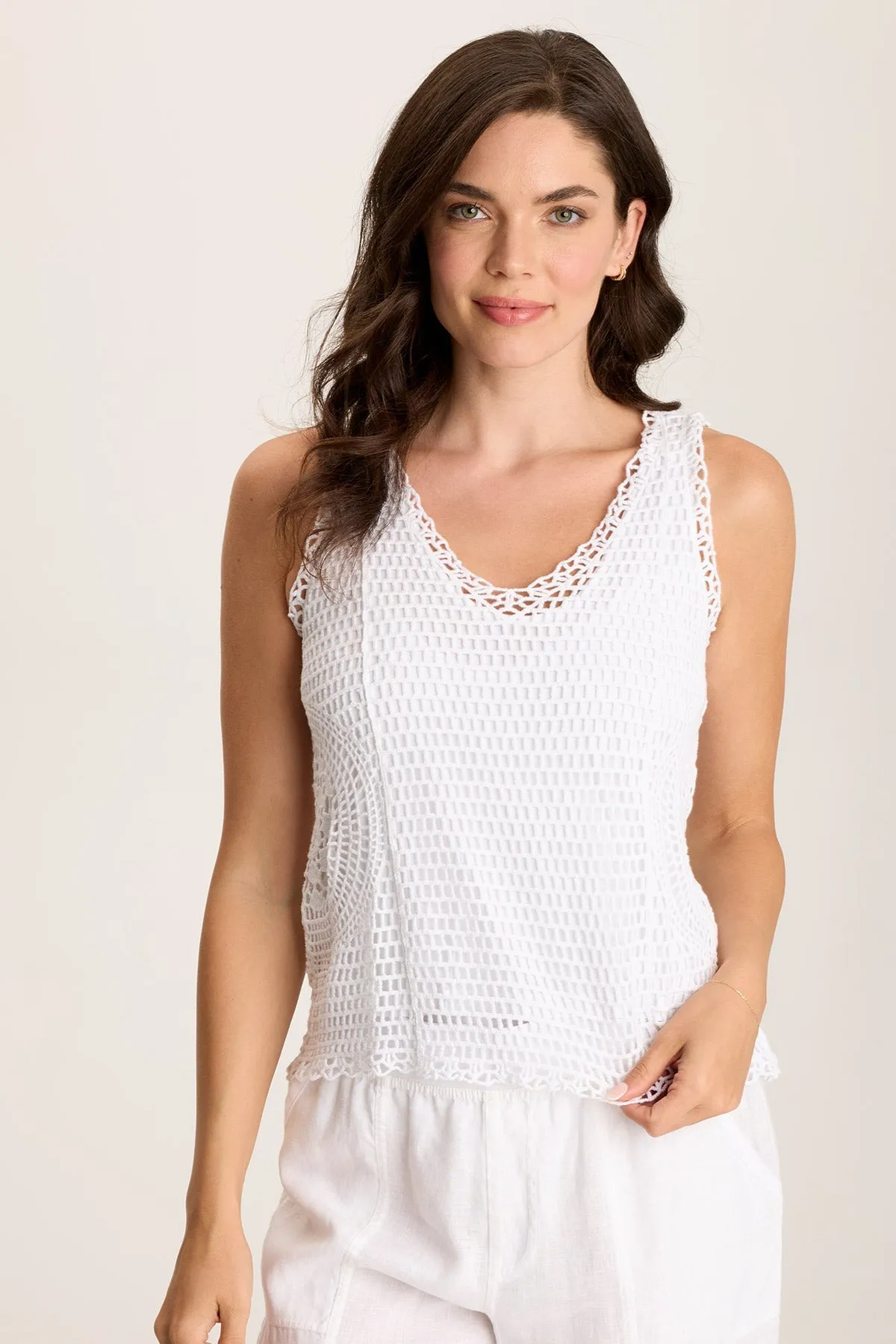 QuickDry Material SeamFreeEngineering Grazie Crochet Layered Tank