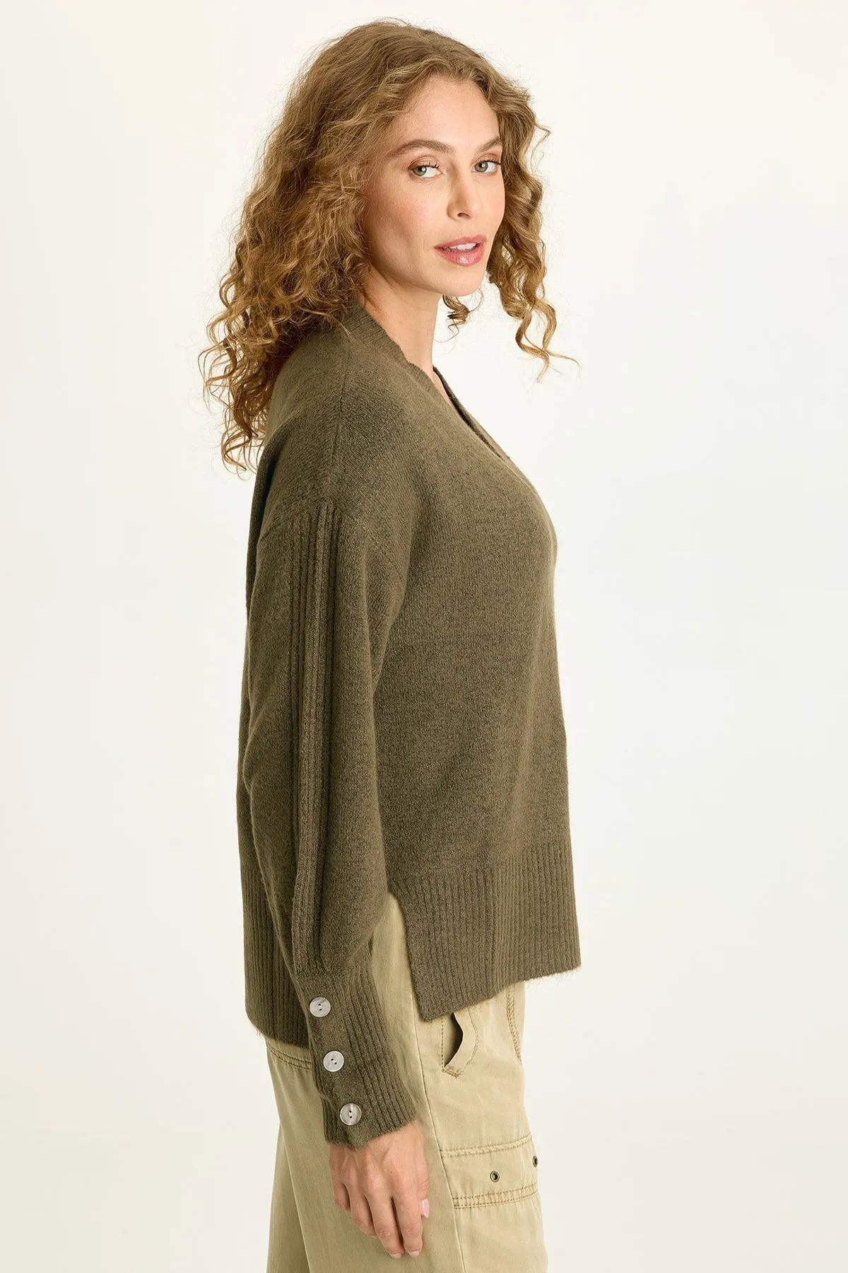 Bronte Relaxed Fit V-Neck Knit Sweater Sport Ease UltraSoft Texture