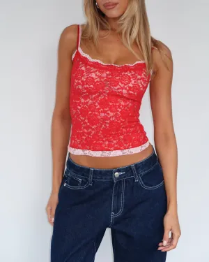Waste - reducing Efficient Lots Of Lust Lace Cami Red