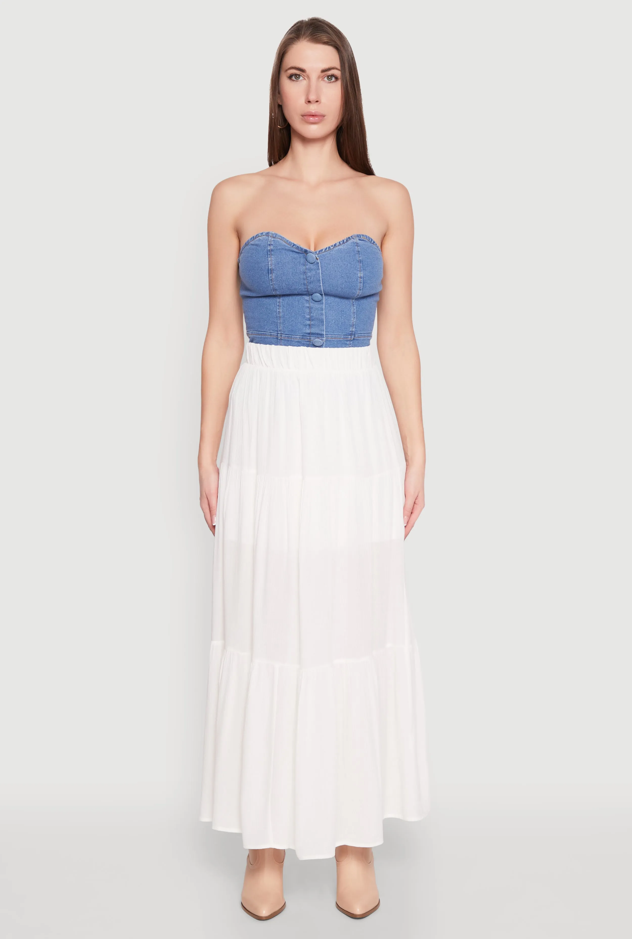 High Waist Tiered Maxi Skirt Relax Outfit Seasonal special