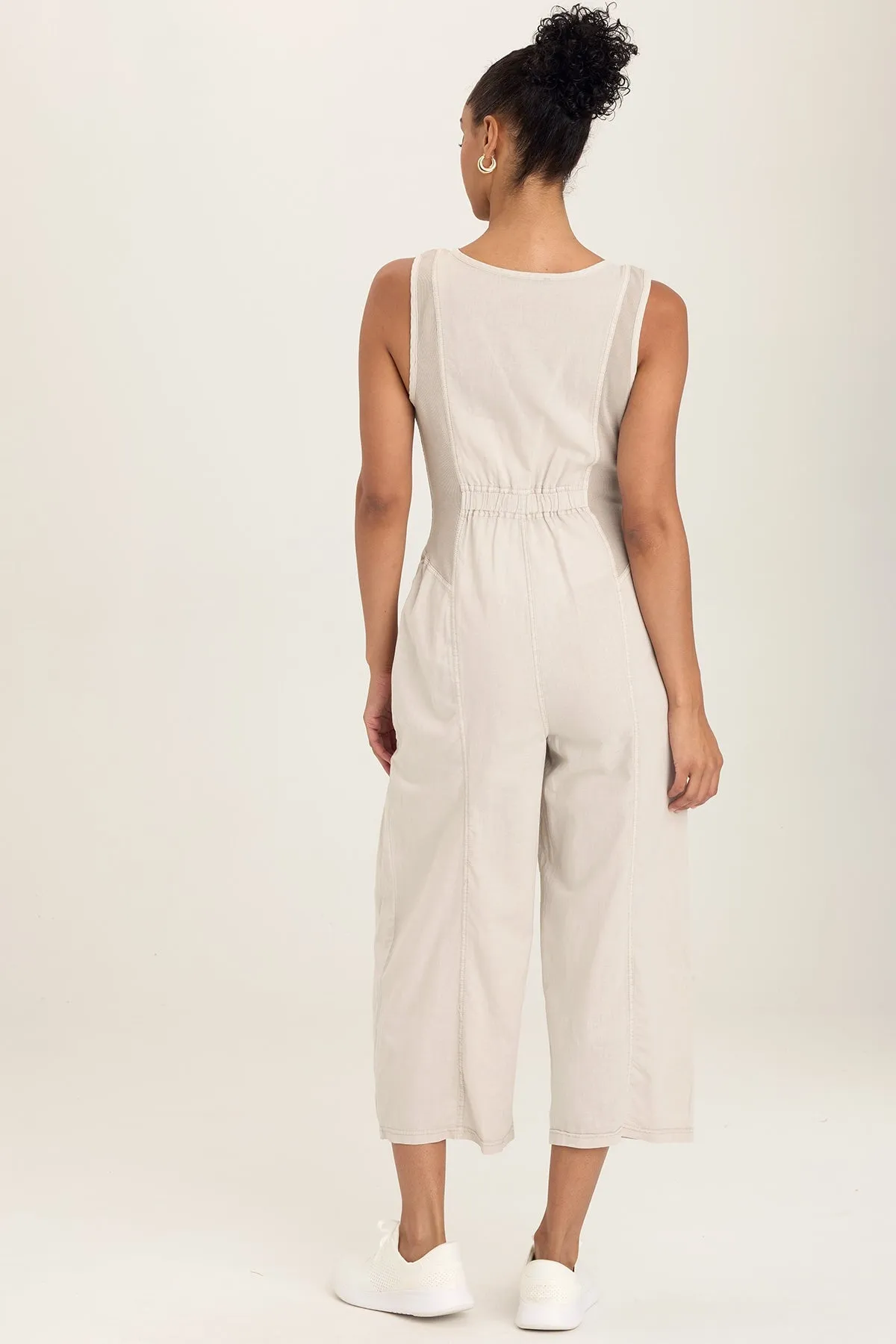 Linen Macgowan Wide Leg Cargo Jumpsuit DurableReinforcedElbow