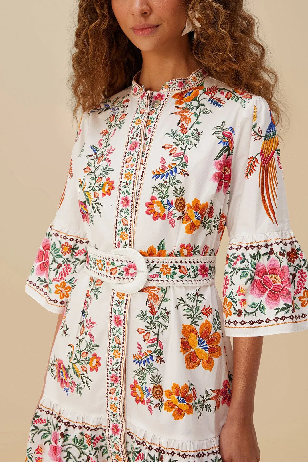 Off-White Delicate Forest Scarves Organic Cotton Mini Dress Odor Resistant Finish