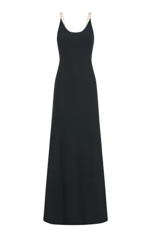 AntiBacterialTextile Adeona Chain Maxi Dress in Black Silk