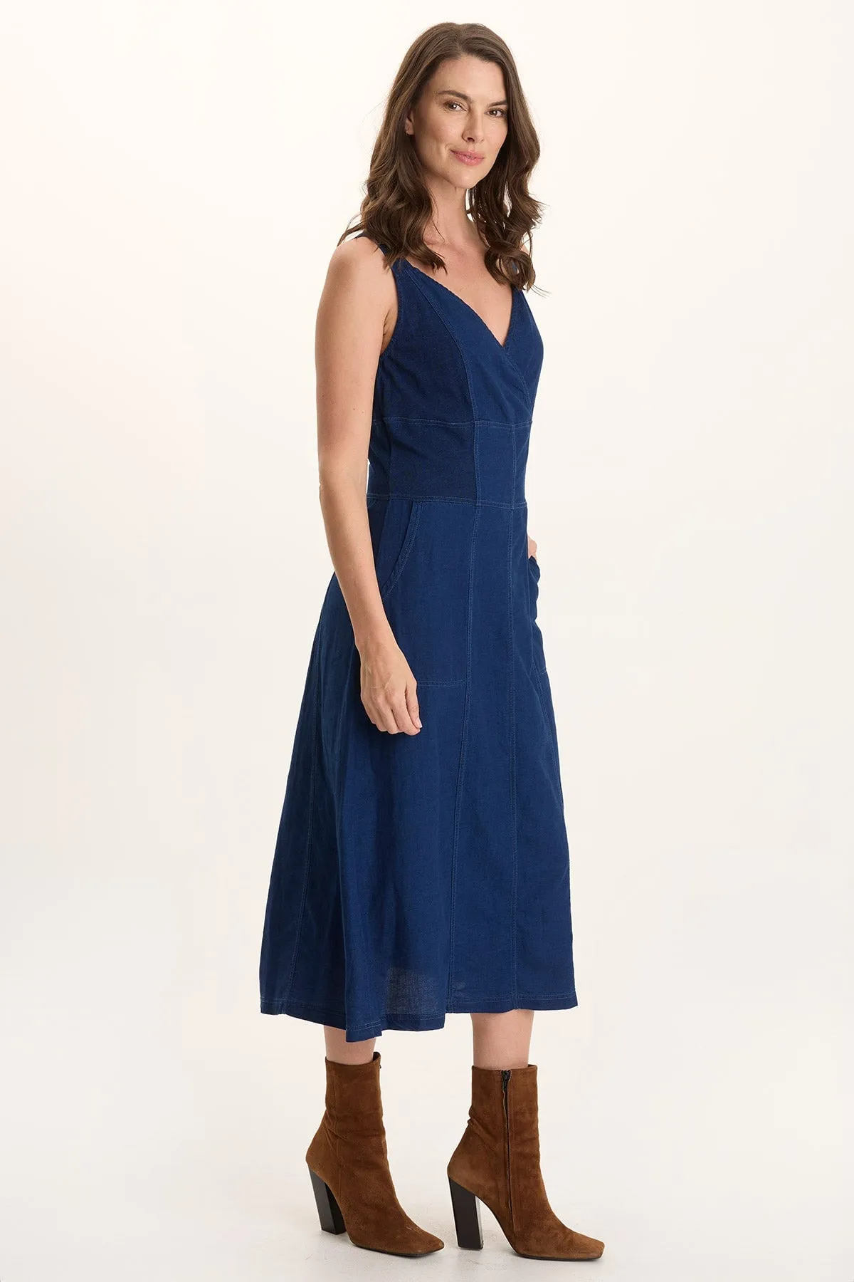 WaterRepellent Finish QuickDryDesign Lyall Mock Denim Twill Midi Tank Dress
