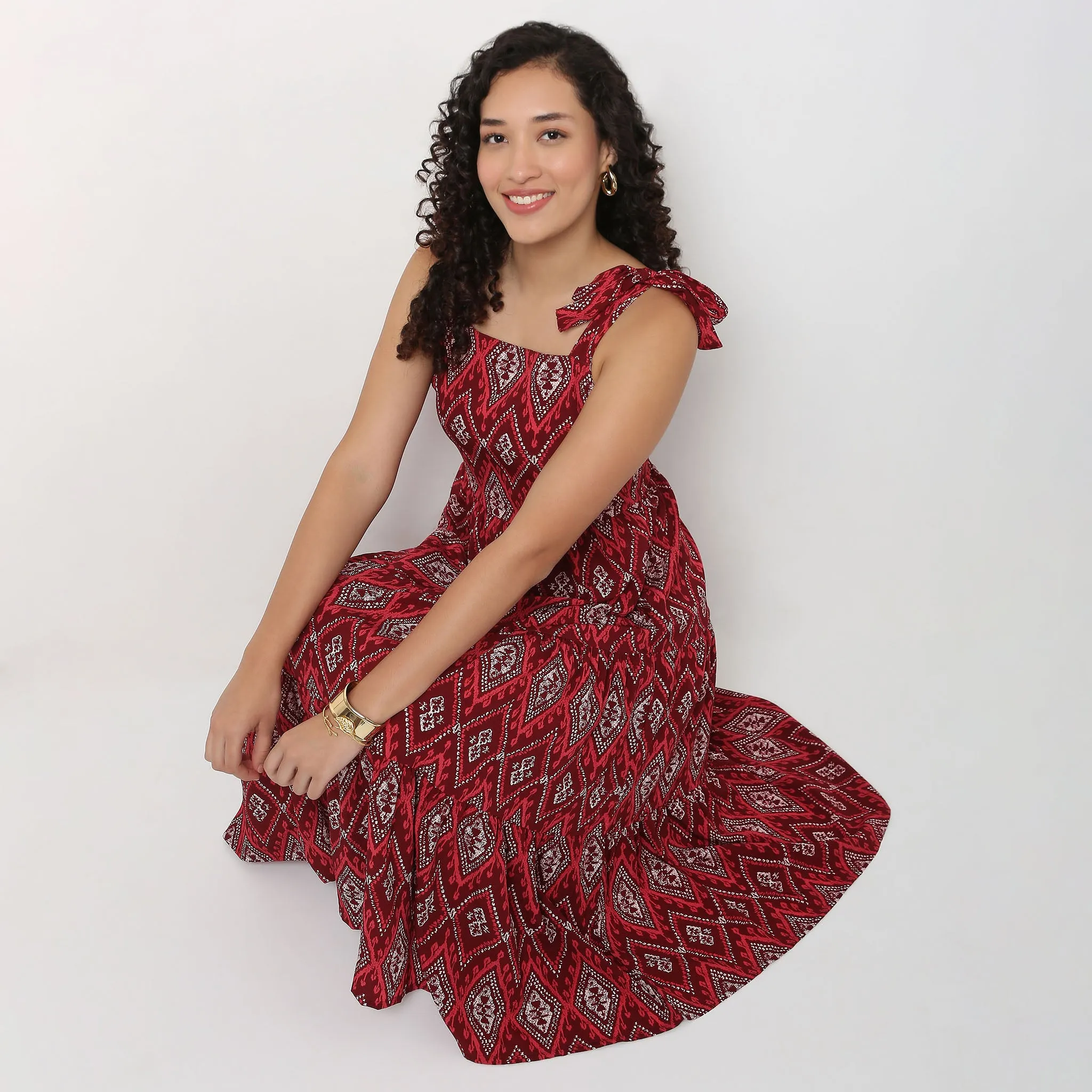 AbrasiveReinforcedZones Self Love Printed Strap Tie-Up Dress