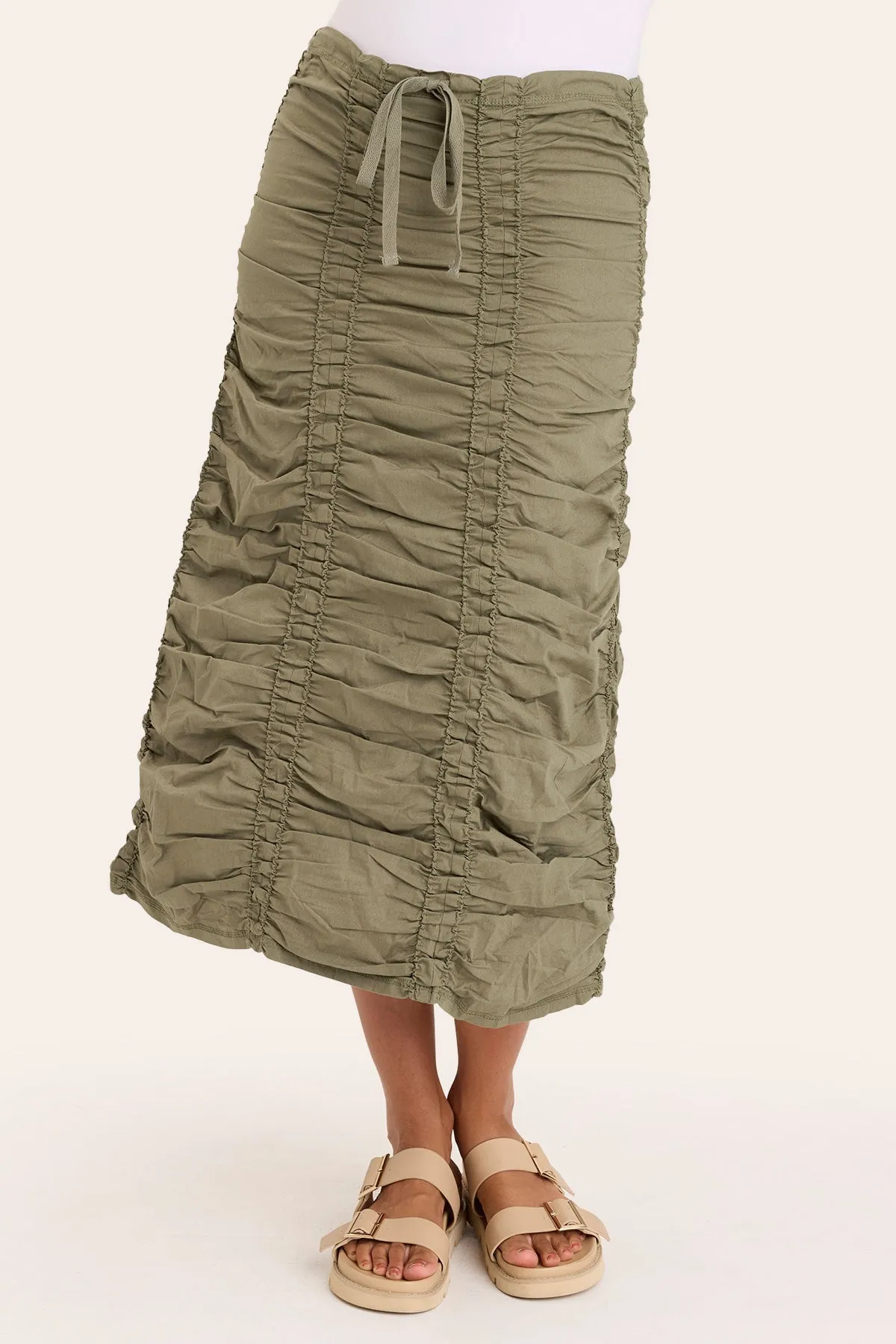 Adjustable Waistband Camera Glow Double Shirred Panel Skirt