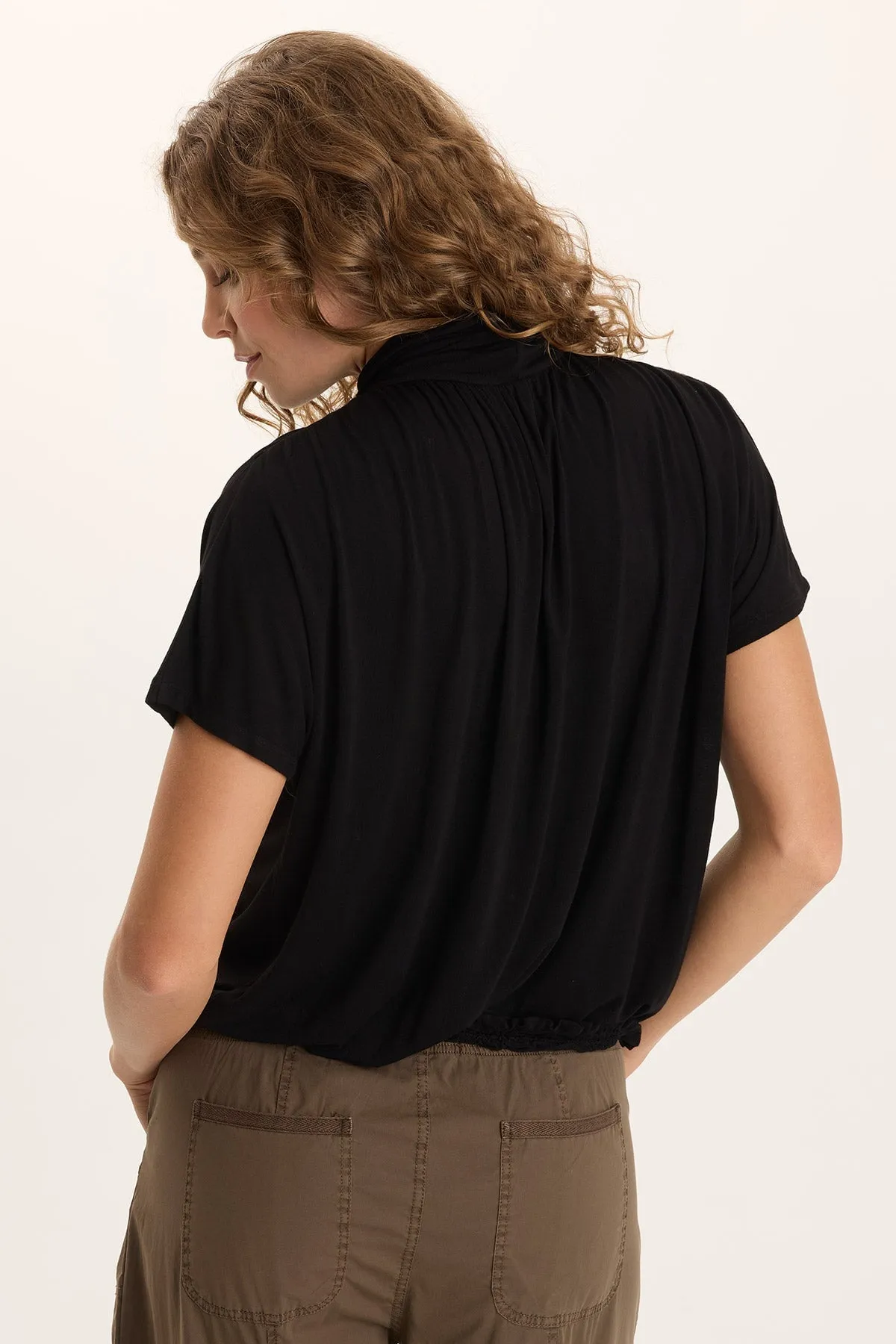 Viggo Soft Jersey Turtleneck Banded Tee StaticFree Material