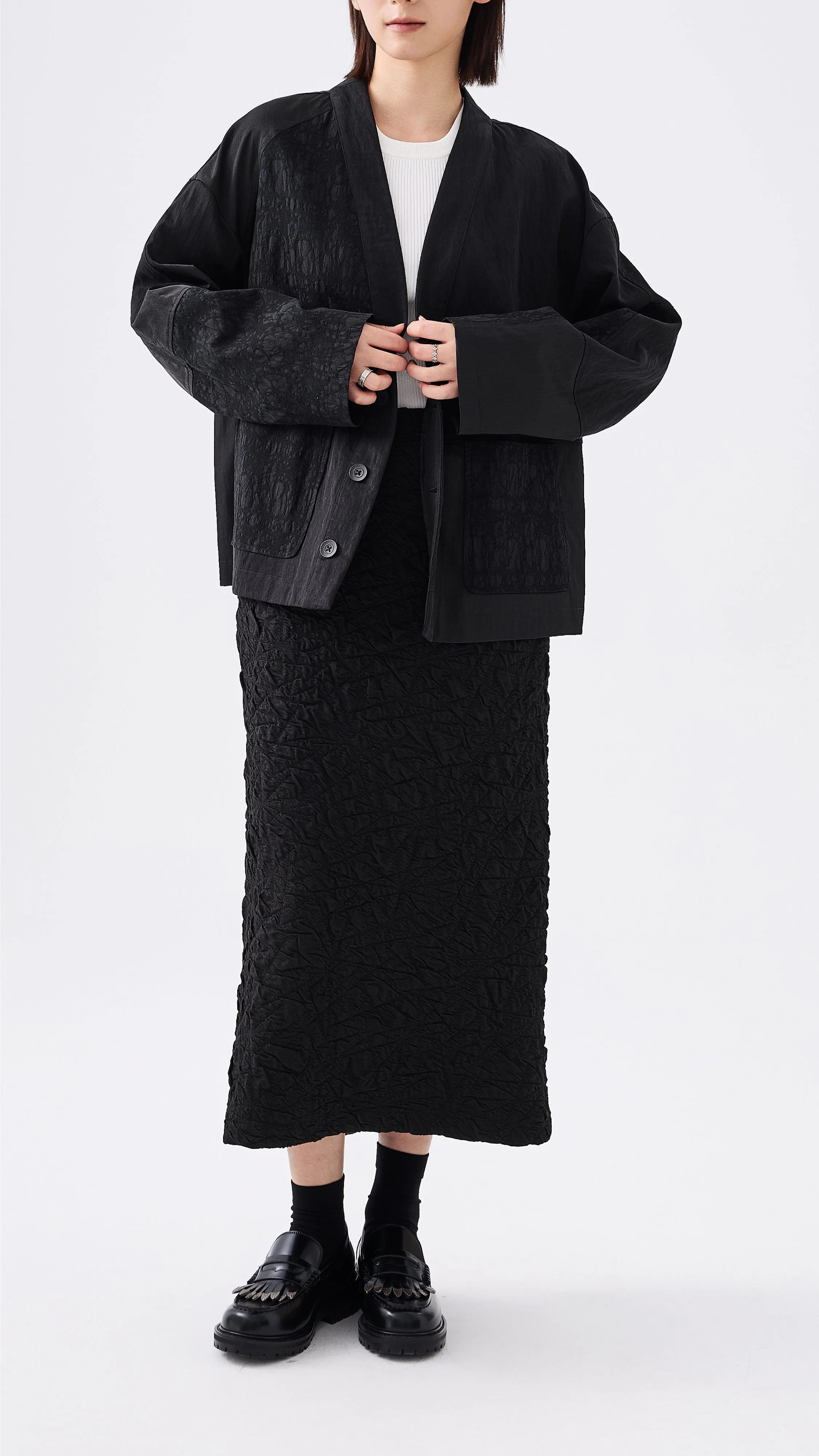 Textural Pencil Skirt natural fiber