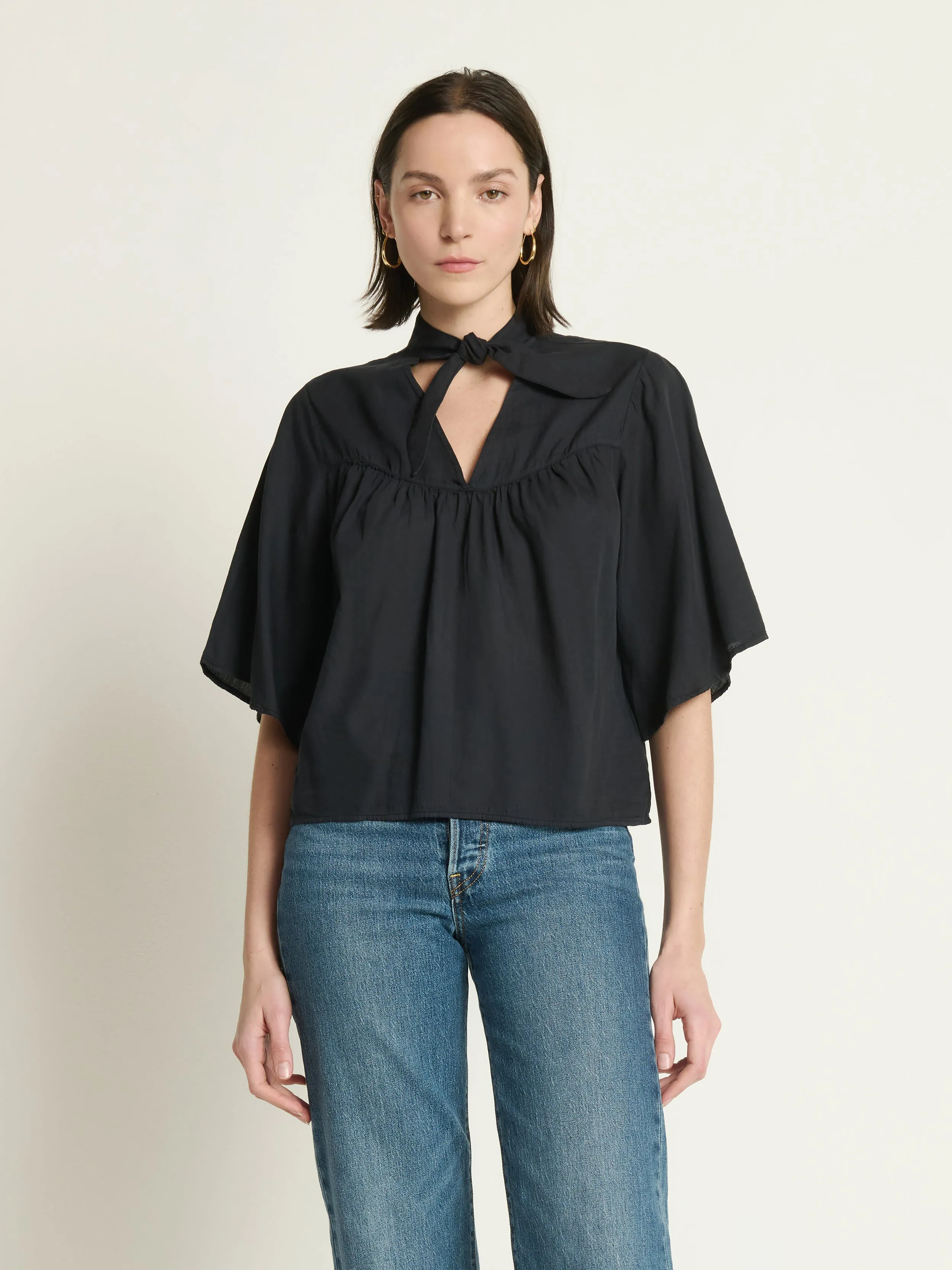 Valerie Tie Neck Top Game Day Crown Fit