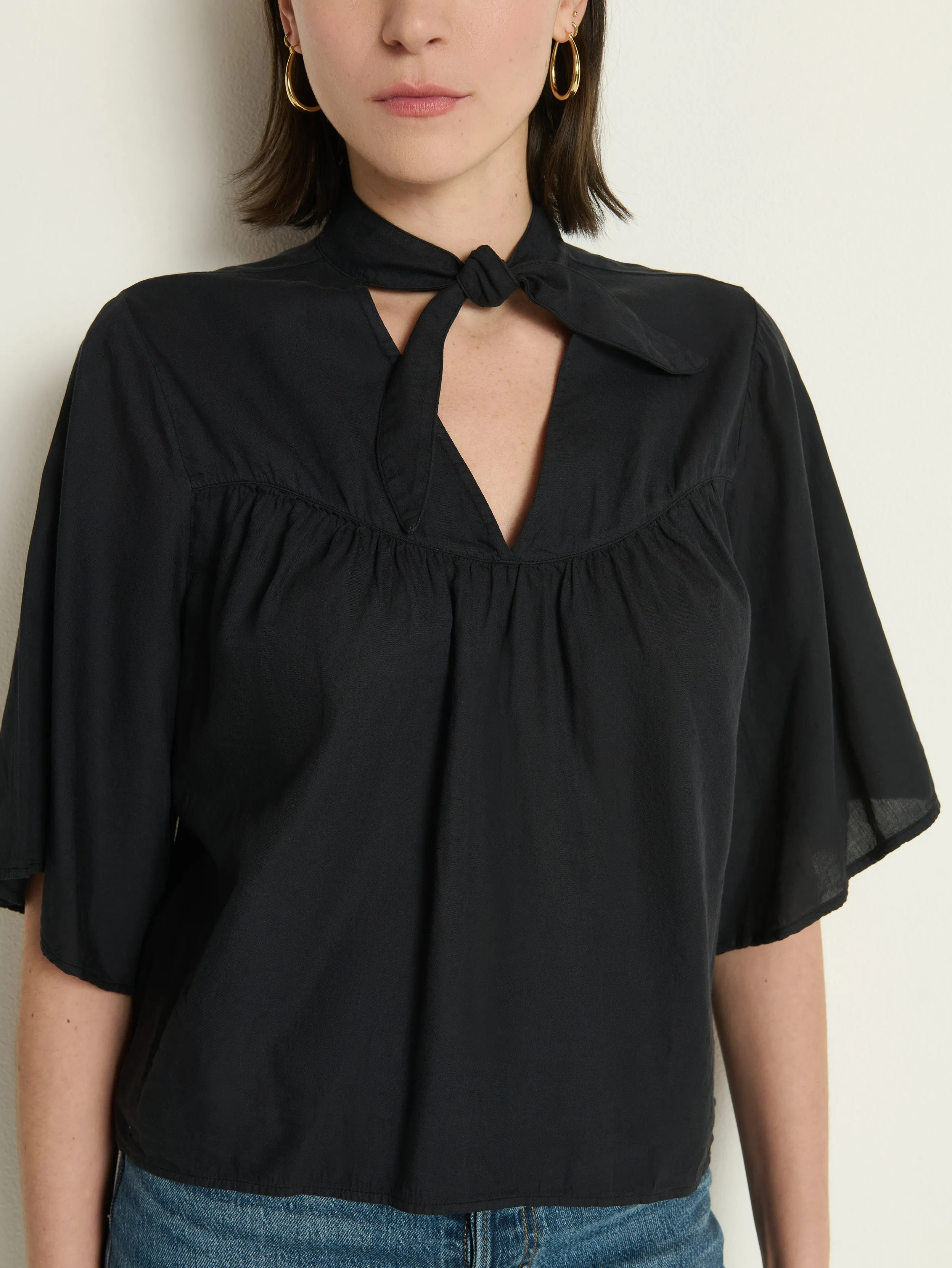 Valerie Tie Neck Top ReinforcedHems