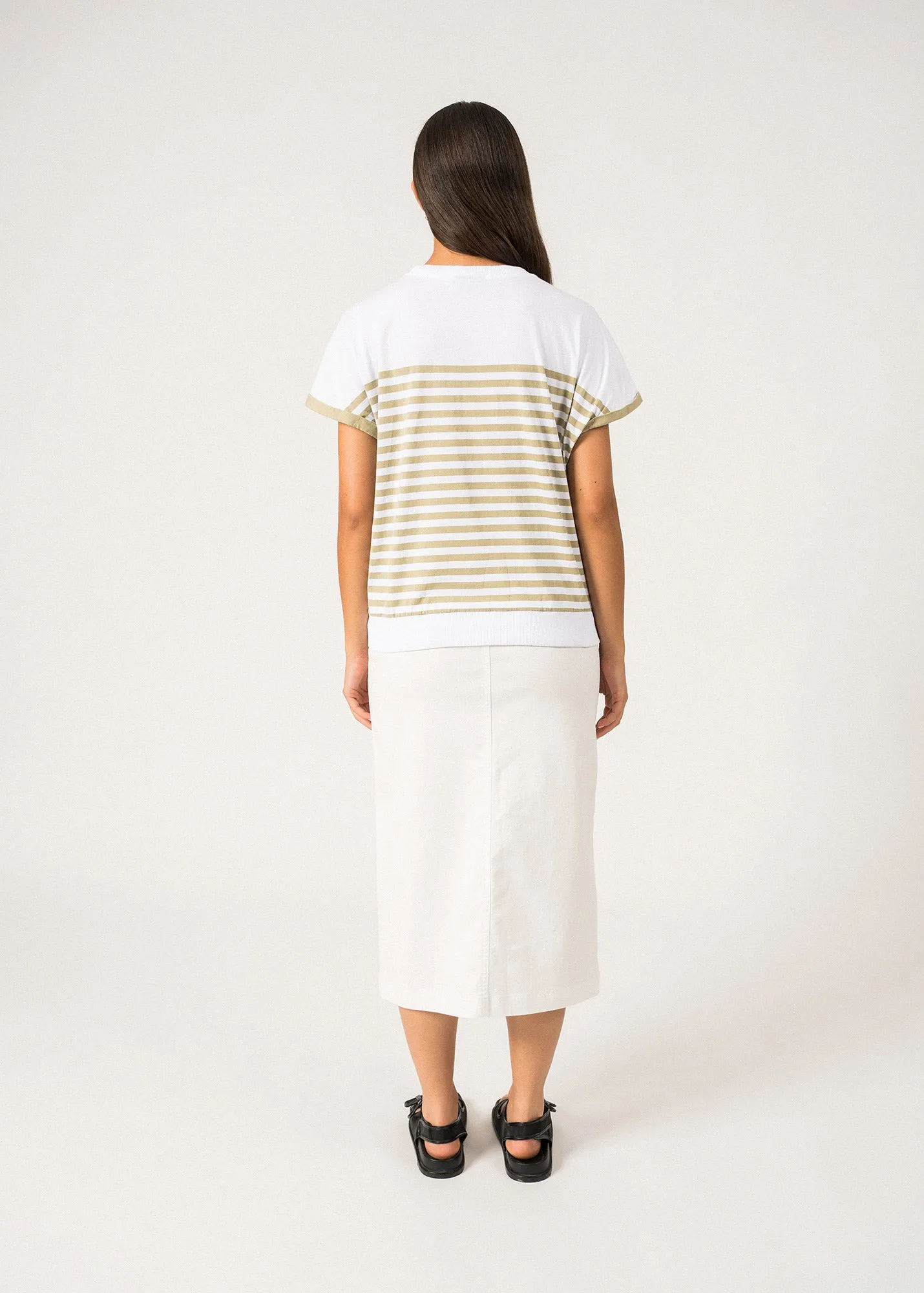 Adjustable Drawcord QuickDryDesign ENORA - Colorblock Striped Tee for Women | Soft Cotton | Women Fit (PROMENADE)
